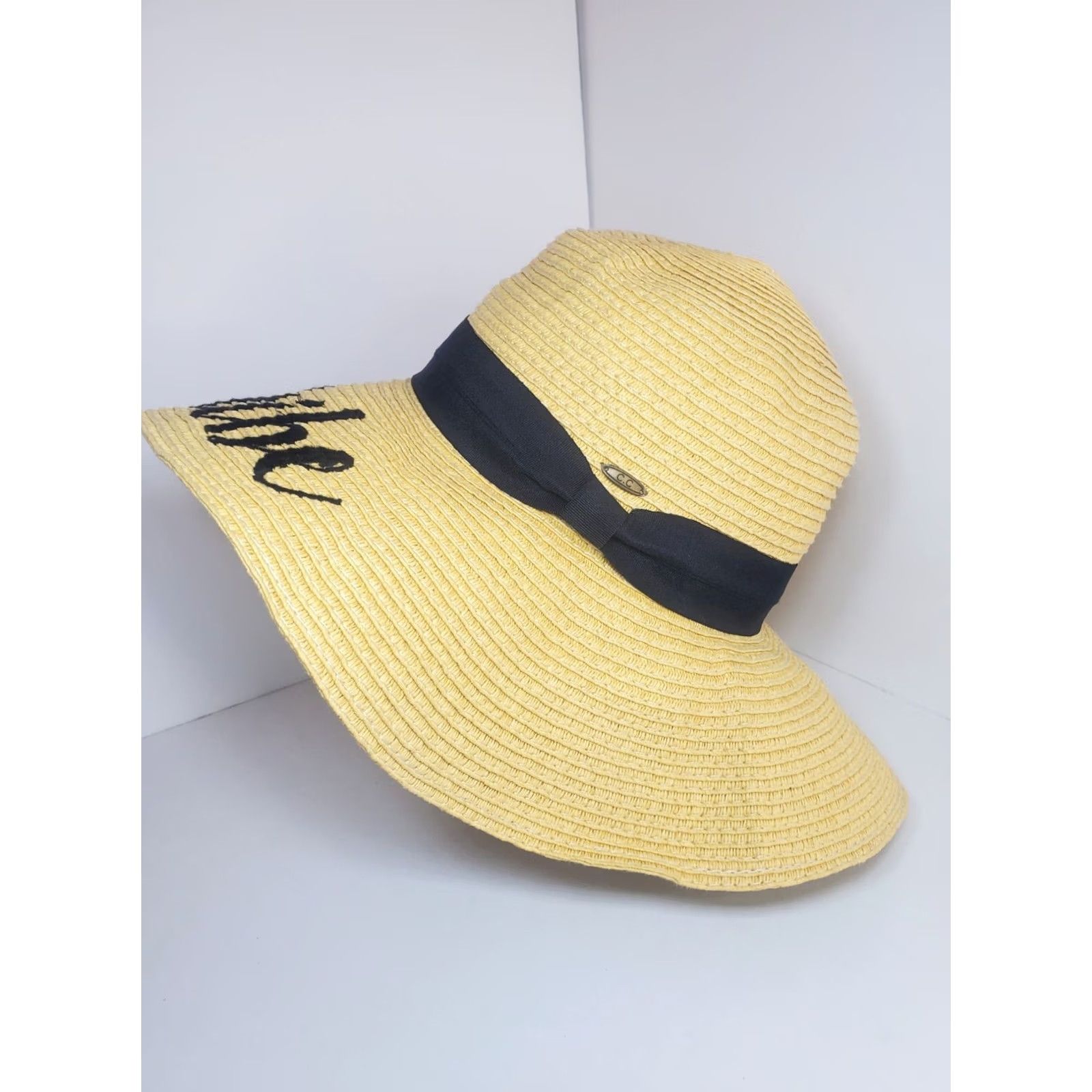Vintage CC Collection Women's Bride Tribe Beach Embroidered Large Floppy Brim Sun Hat Size ONE SIZE - 5 Thumbnail