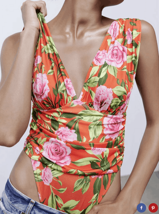 Zara Floral Bodysuit Size S