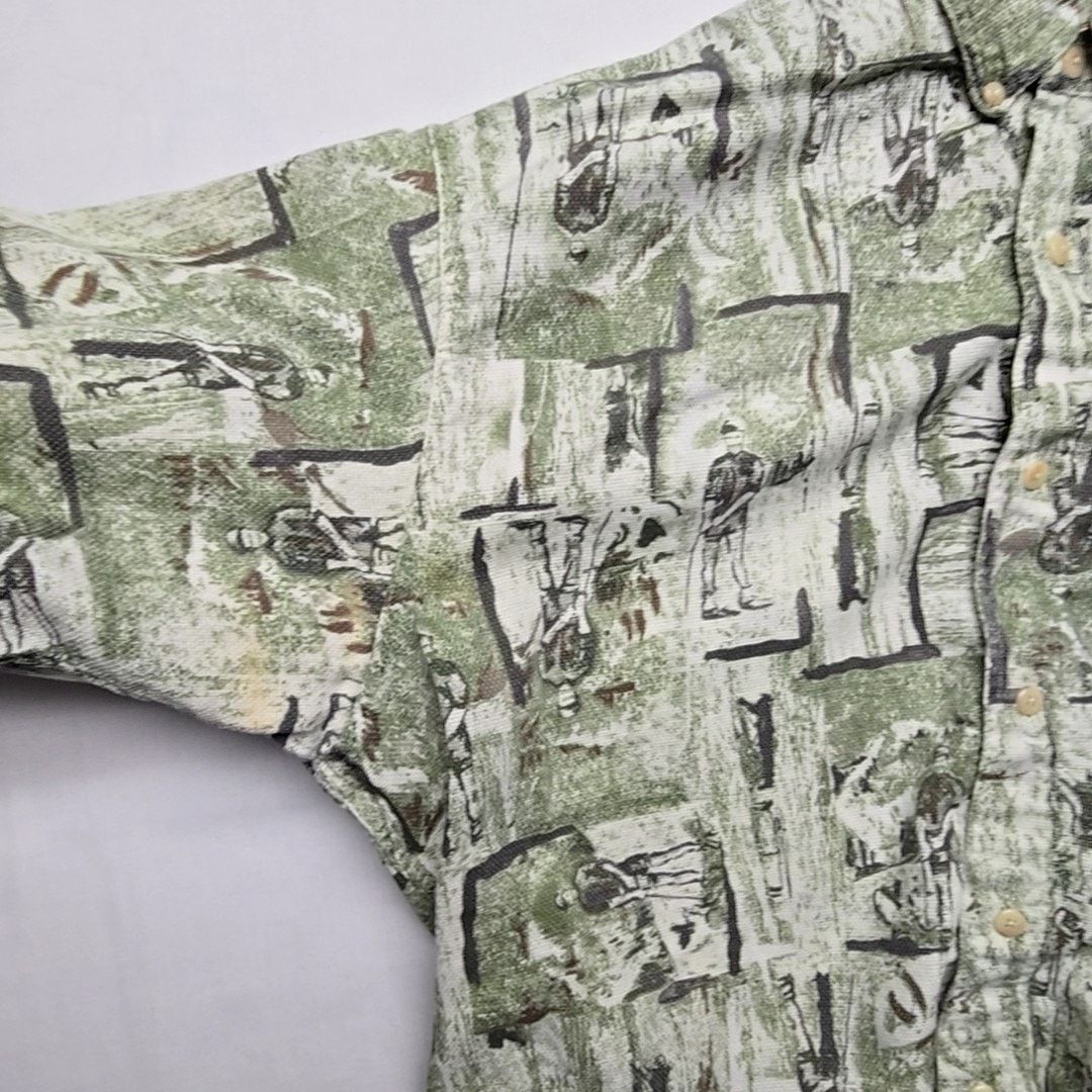 Woolrich Woolen Mills Woolrich Outdoor Golf Print Green Button Down L Golfer Shirt Size US L / EU 52-54 / 3 - 9 Thumbnail