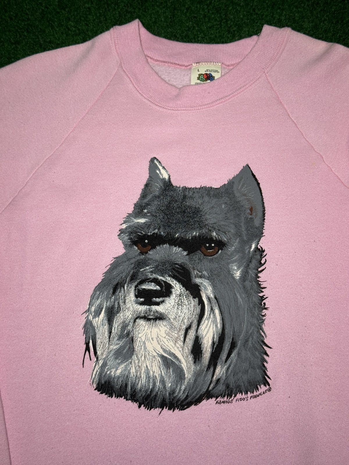 Fruit Of The Loom Schnauzer Vintage Fidos Funwear Lrg Pink Dog Crewneck Size L / US 10 / IT 46 - 2 Thumbnail