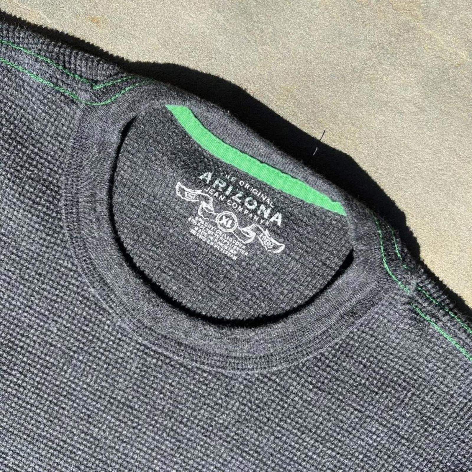 Arizona Jean Co. Y2K Minimalist Grey + Green Stitch Waffle Knit Thermal Size US L / EU 52-54 / 3 - 3 Thumbnail