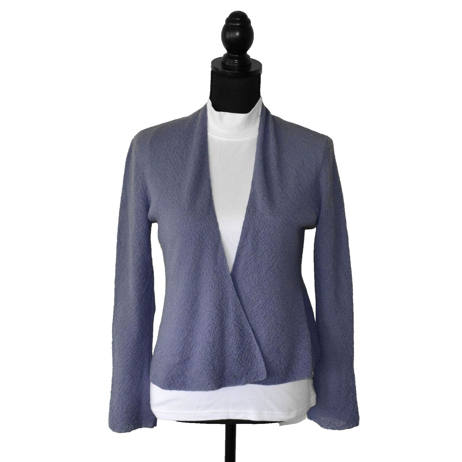 Eileen Fisher EILEEN FISHER Steel Blue Wool Petite Cardigan Sweater Sz PP Size S / US 4 / IT 40 - 1 Thumbnail