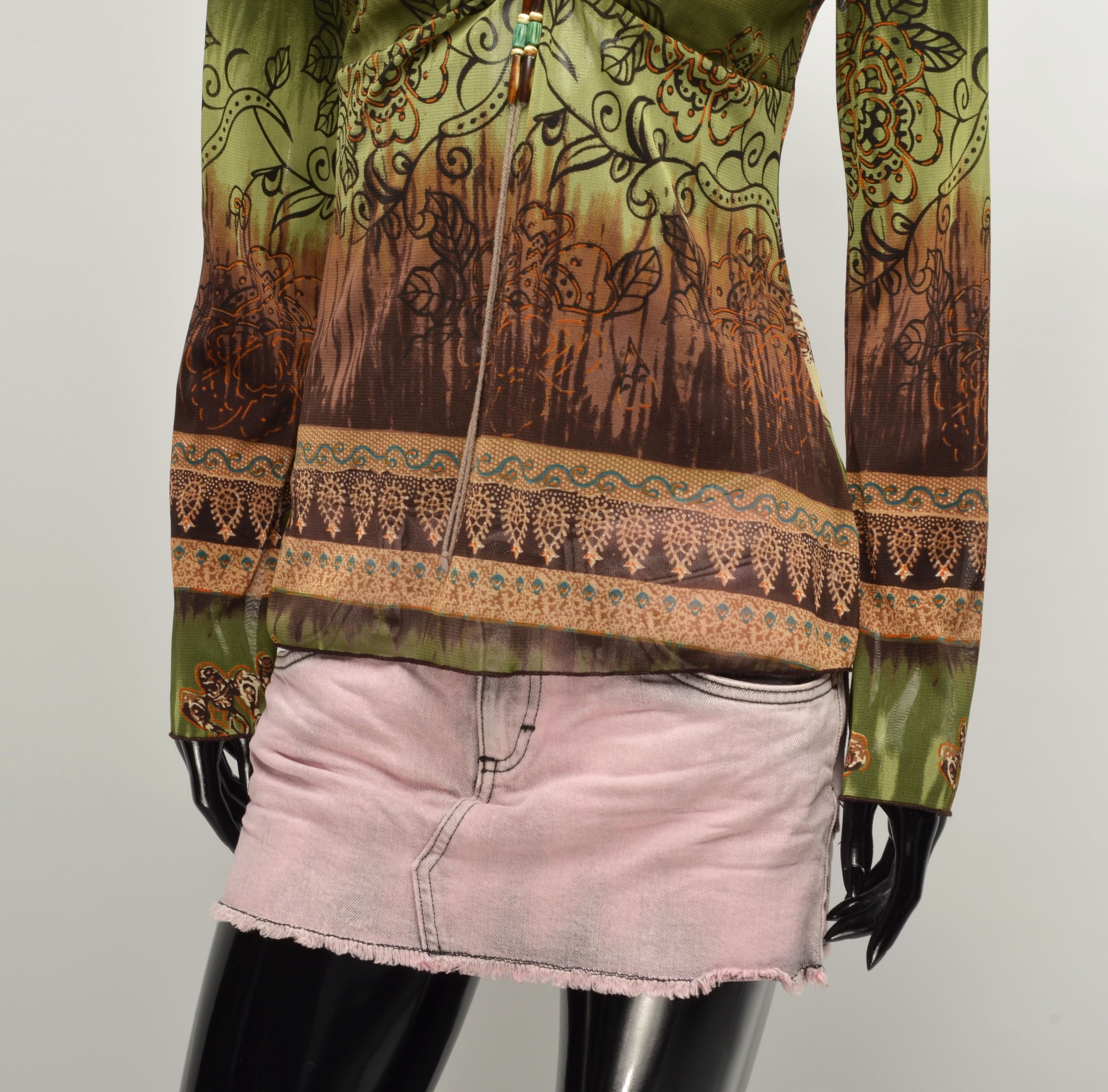 Vintage Vintage Y2K Boho Style Mesh Printed Blouse Top Size M / US 6-8 / IT 42-44 - 3 Thumbnail