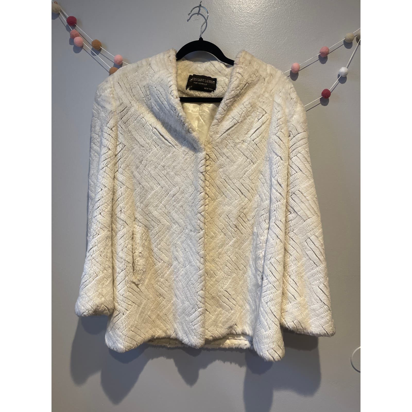 image of Jacques Saint Laurent For Genelle White Fur Coat Vintage, Women's (Size Small)