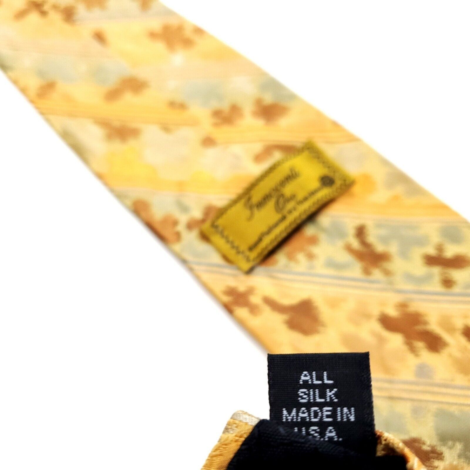 Tom James Innocenti Tom James Yellow Silk Tie Woven Short Striped Flor Size ONE SIZE - 5 Thumbnail