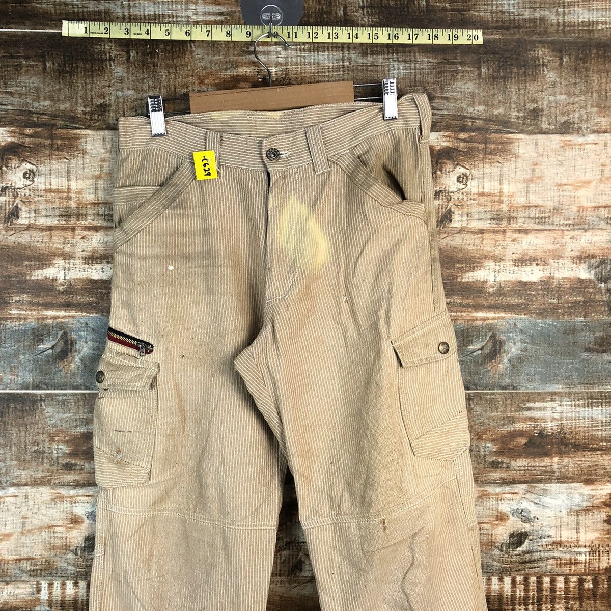 Japanese Brand DL Dogman stripe Brown Cargo Multipocket Pants #C629 Size US 29 - 4 Thumbnail