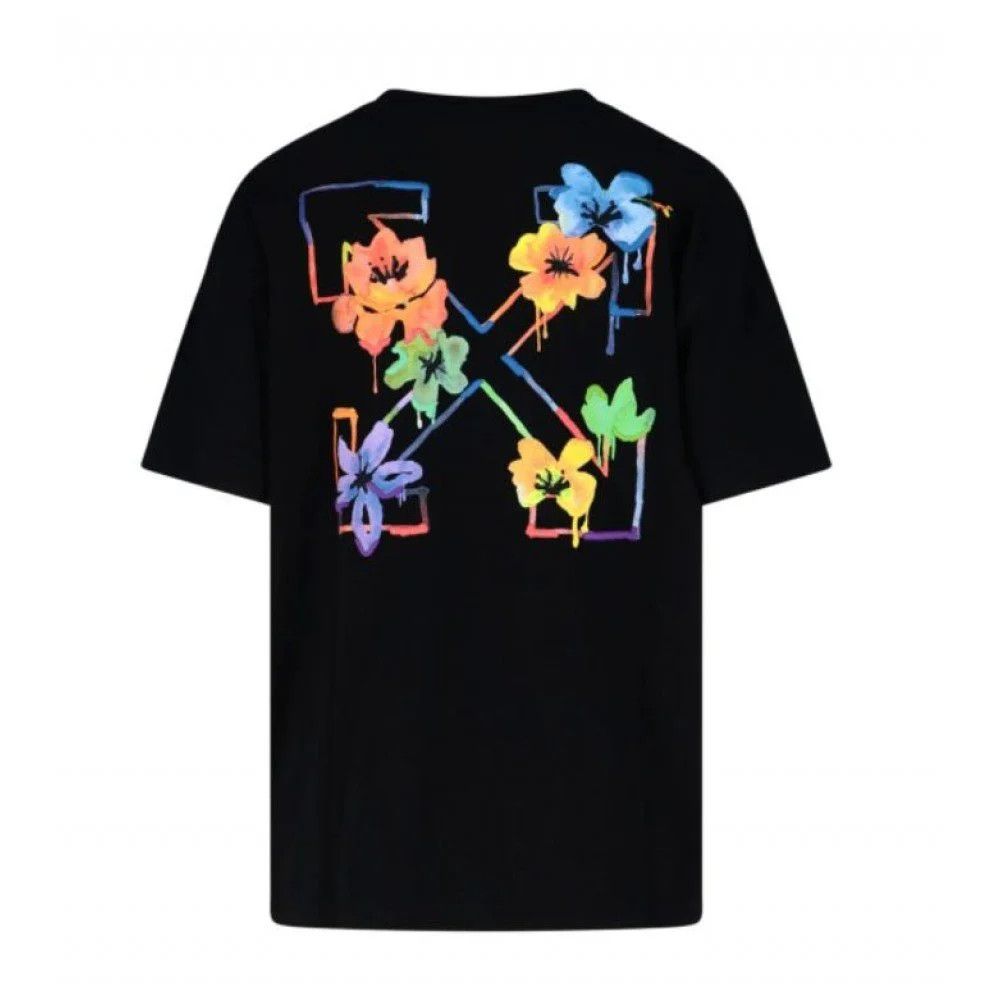 Off-White o1gr1nt1124 Floral Embroidered Arrow Casual T-Shirt in Black Size XXS / US 00 / IT 34 - 3 Thumbnail