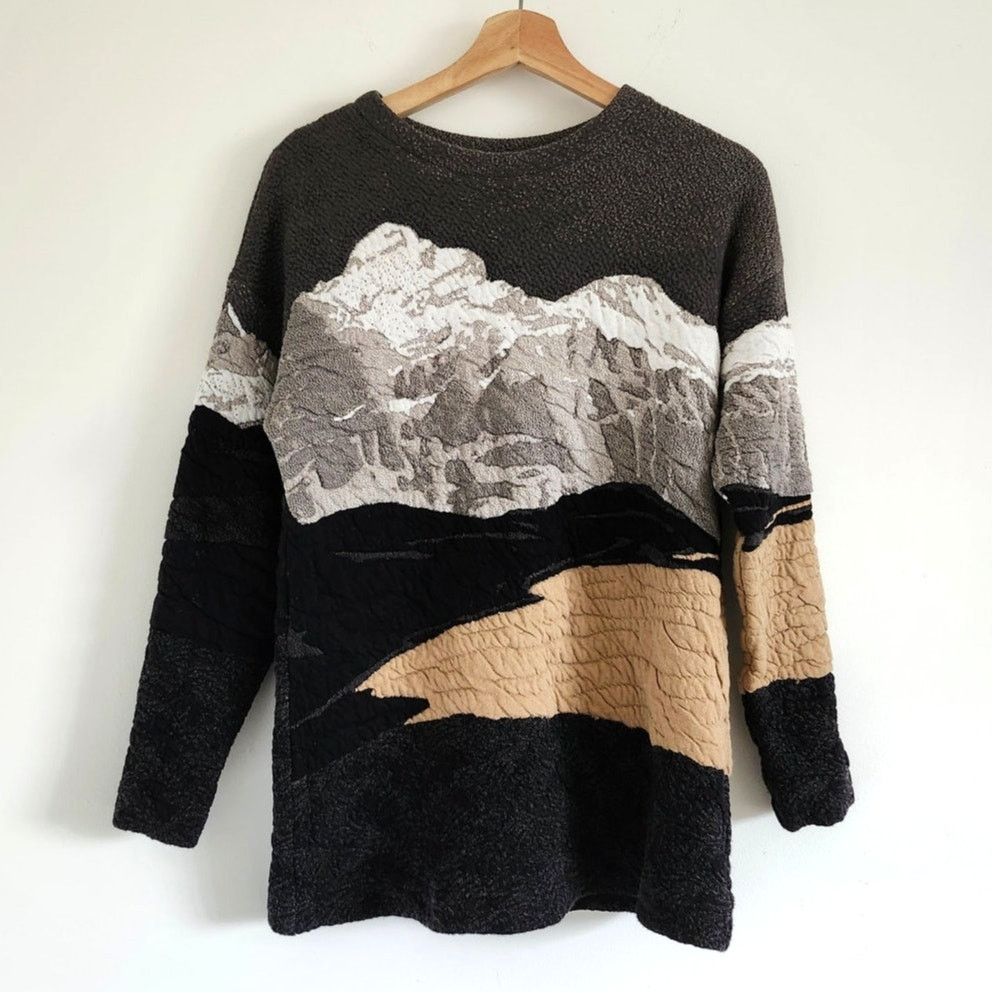 Akris Akris Punto Mountain Intarsia Patchwork Pullover Sz S Size S / US 4 / IT 40 - 1 Thumbnail