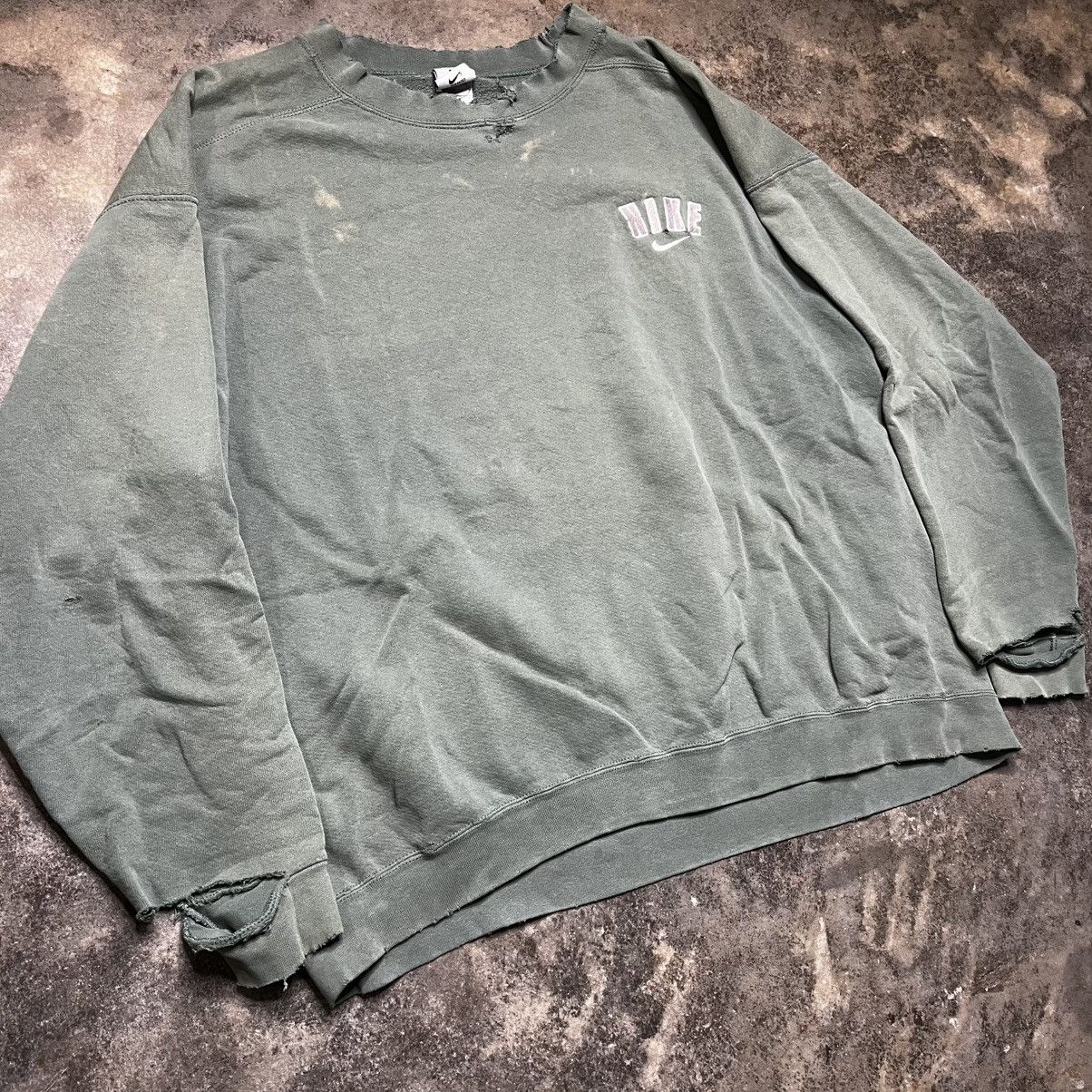 Vintage vintage olive green 90s nike baggy sweatshirt Size US XL / EU 56 / 4 - 3 Thumbnail