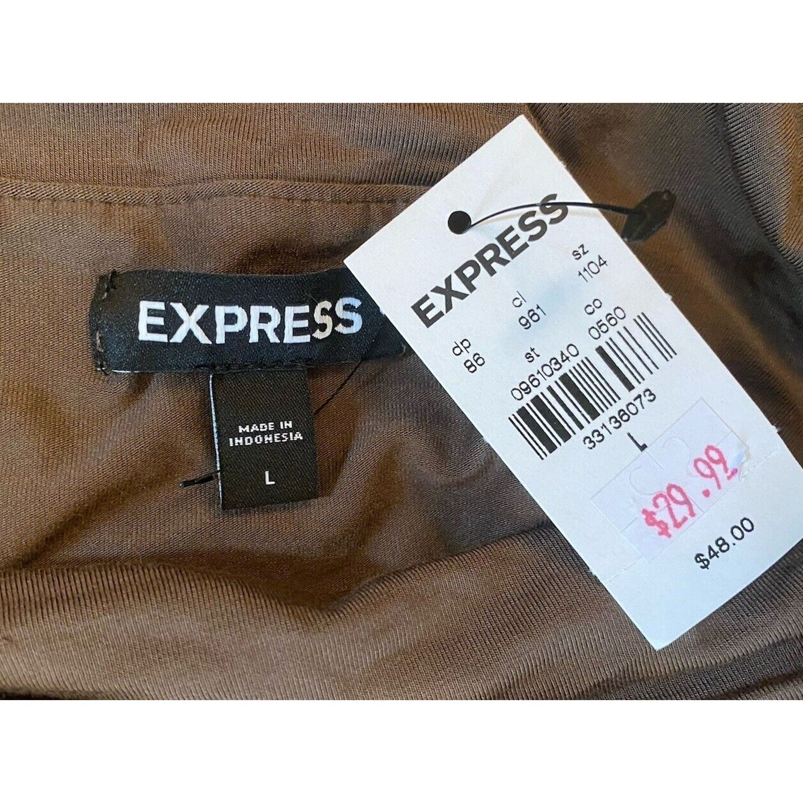 Express NWT Express Top Stretch Shirt Women’s Large Brown $48 Size L / US 10 / IT 46 - 2 Thumbnail