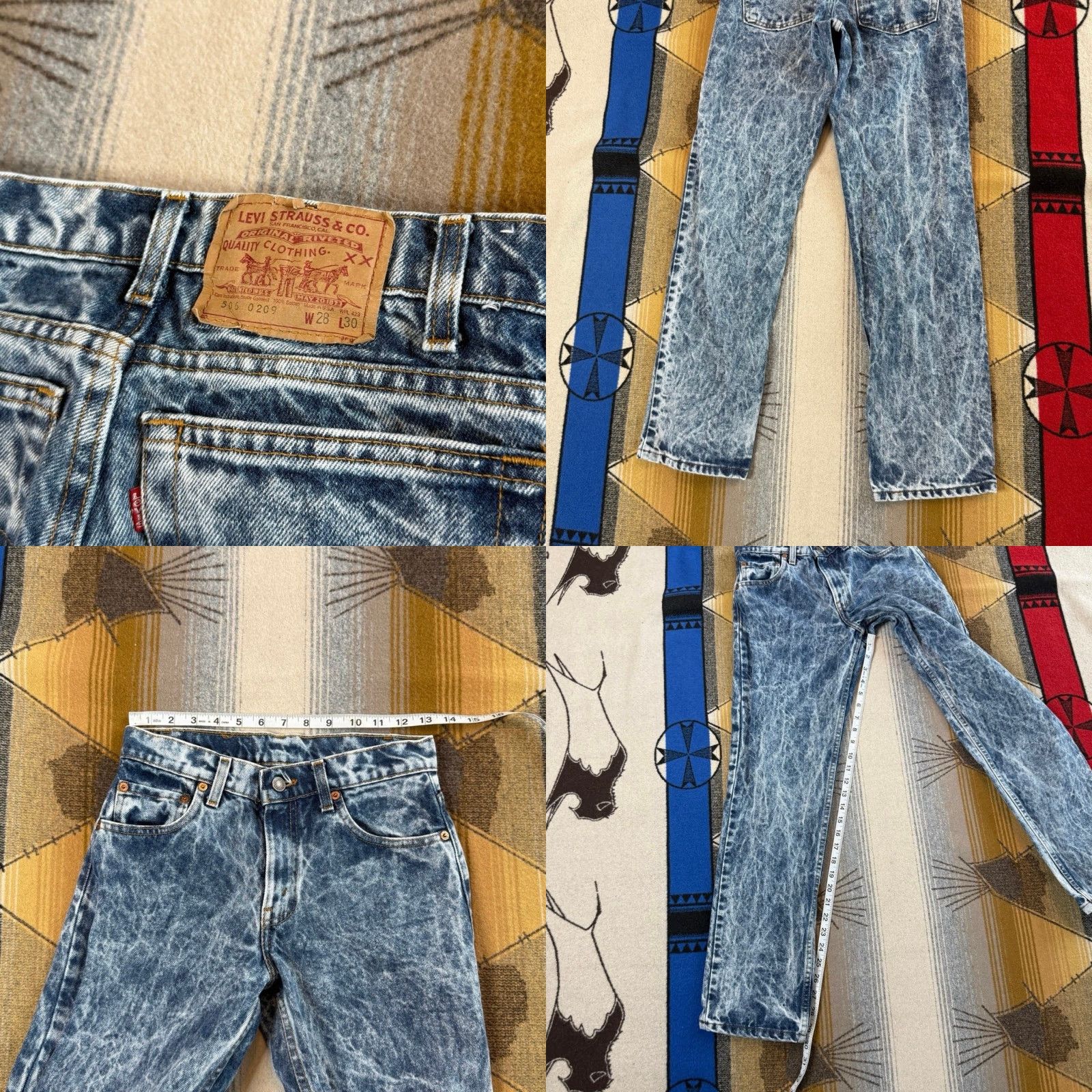 Levi's VINTAGE Levi’s 90s Acid Wash Denim Jeans 26x30 Made In USA 506-0209 Men Regular Straight Jeans Blue 80s 90s Size US 26 / EU 42 - 8 Thumbnail