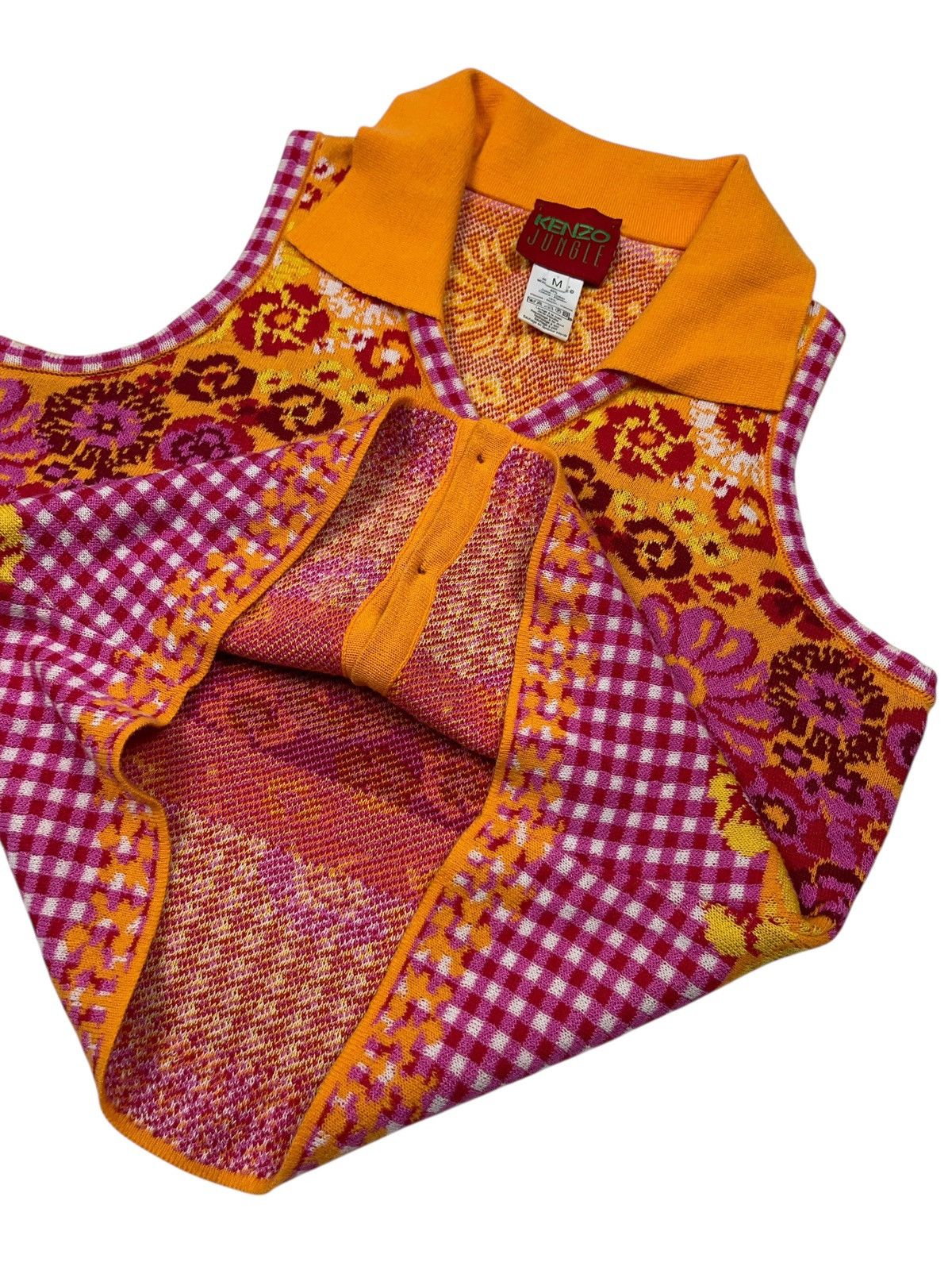 Kenzo × Vintage Vintage Kenzo Jungle Floral Button Up Vest Top Cardigan Size M / US 6-8 / IT 42-44 - 4 Thumbnail