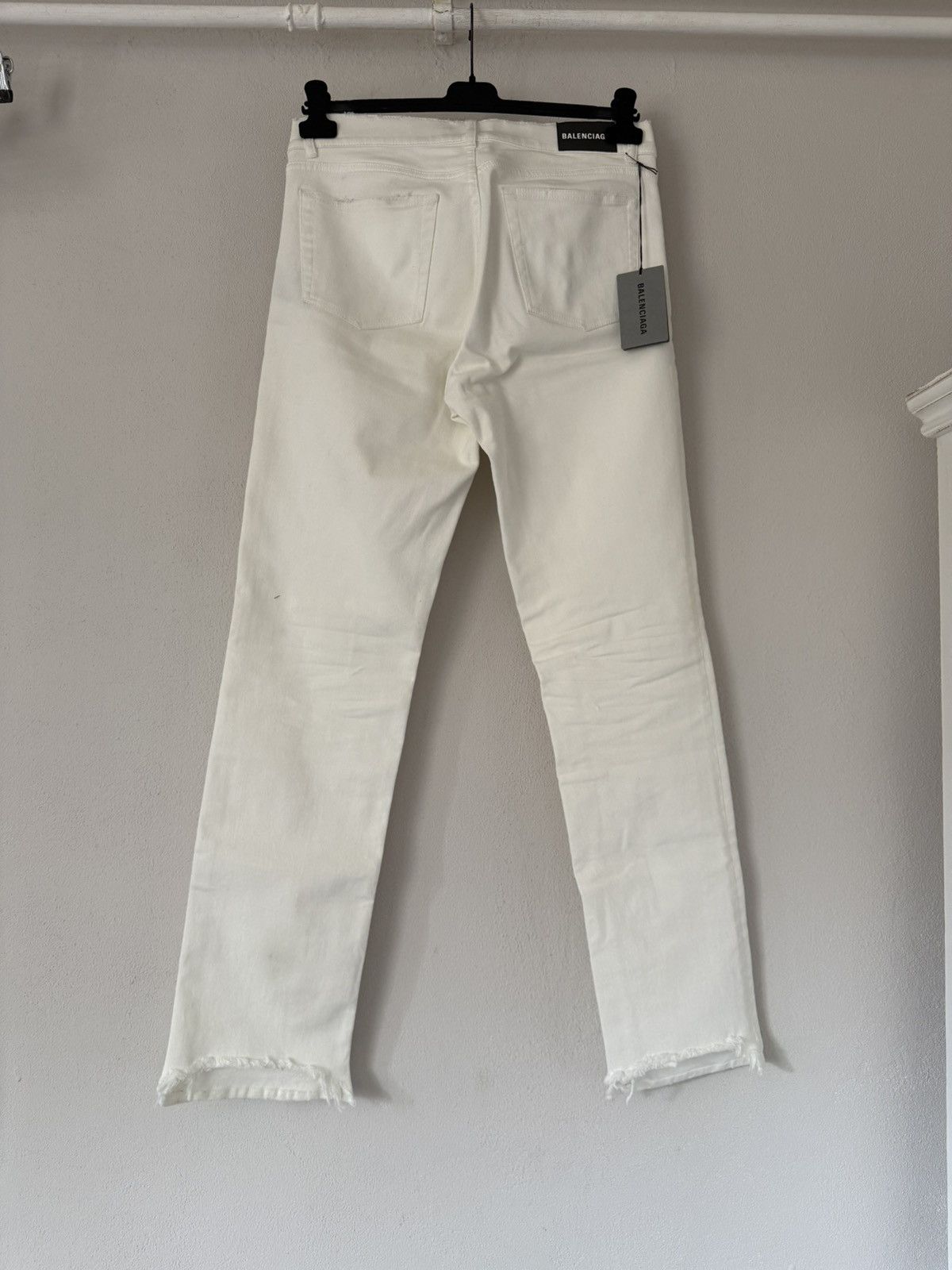 Balenciaga White Denim Jeans with Raw Hem Detail Size US 34 / EU 50 - 8 Thumbnail