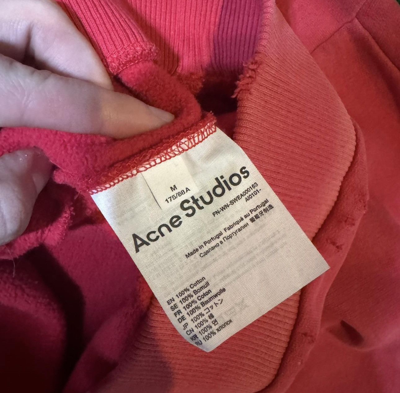 Acne Studios Red Acne studios distressed hoodie Size US M / EU 48-50 / 2 - 8 Thumbnail