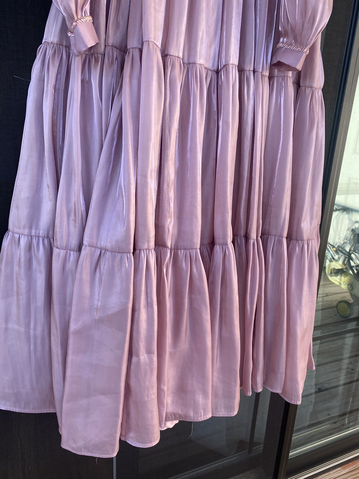 Other Gorgeous Sz L Pink Ruffle Tiered Partywear Maxi Beaded Dress Size L / US 10 / IT 46 - 4 Thumbnail