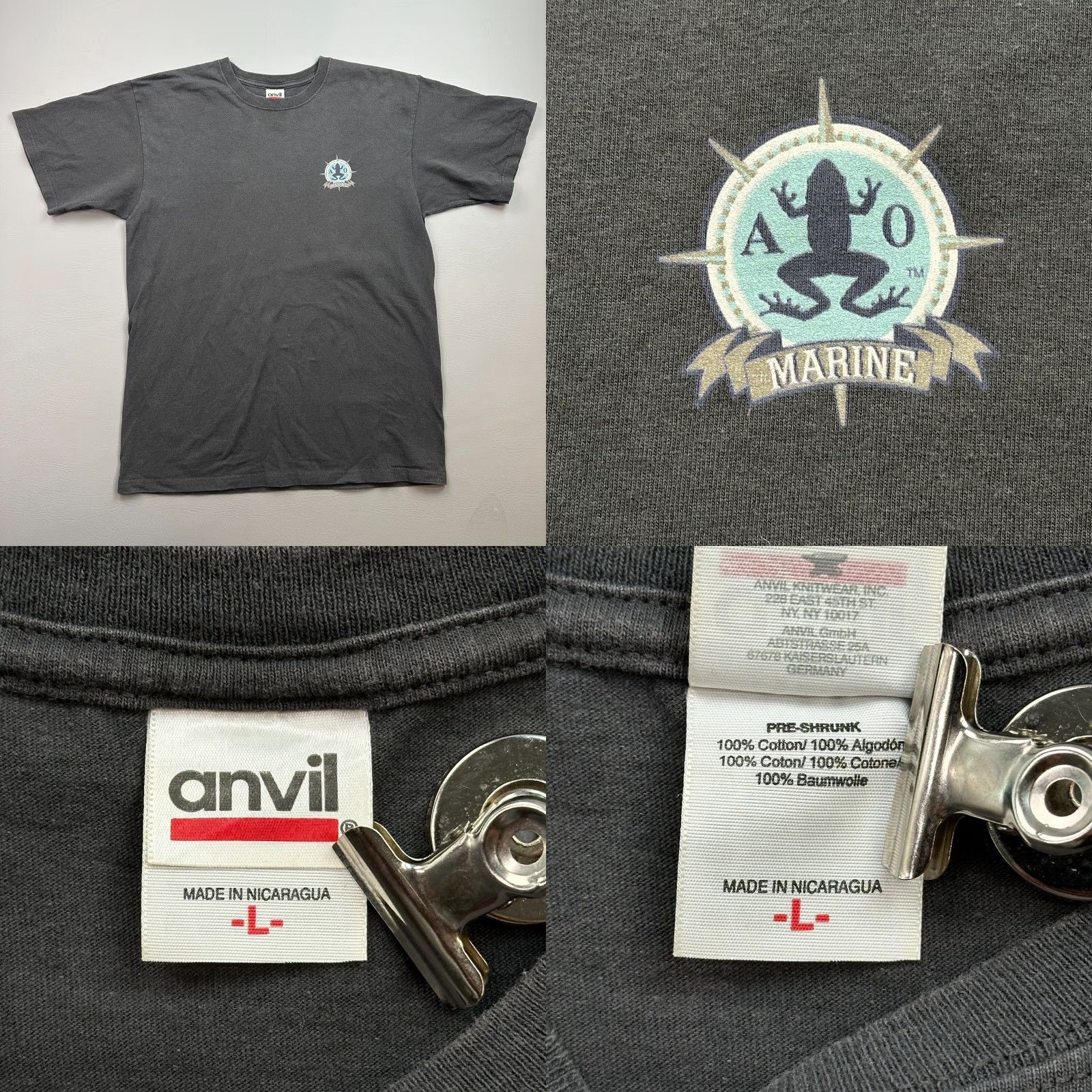 Anvil Vintage Amphibious Outfitters Shirt Mens L Gray Obey The Captain Graphic Tee Size US L / EU 52-54 / 3 - 8 Thumbnail