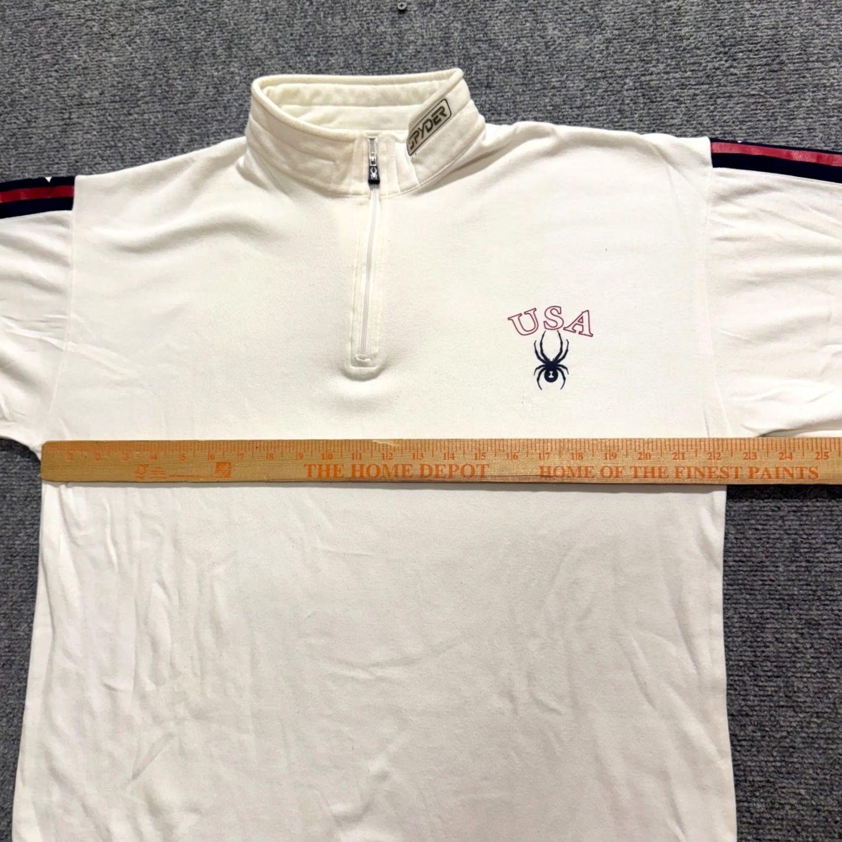Spyder VINTAGE Spyder 1/4 Zip Shirt Mens L White Y2K Pullover Long-sleeve 90s USA Stars Size US L / EU 52-54 / 3 - 6 Thumbnail