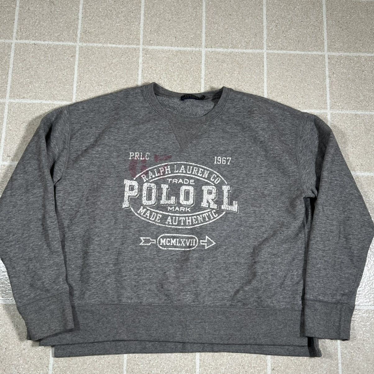 Polo Ralph Lauren Polo Ralph Lauren Grey Spellout Crewneck Sweatshirt Pullover Size L / US 10 / IT 46 - 1 Thumbnail