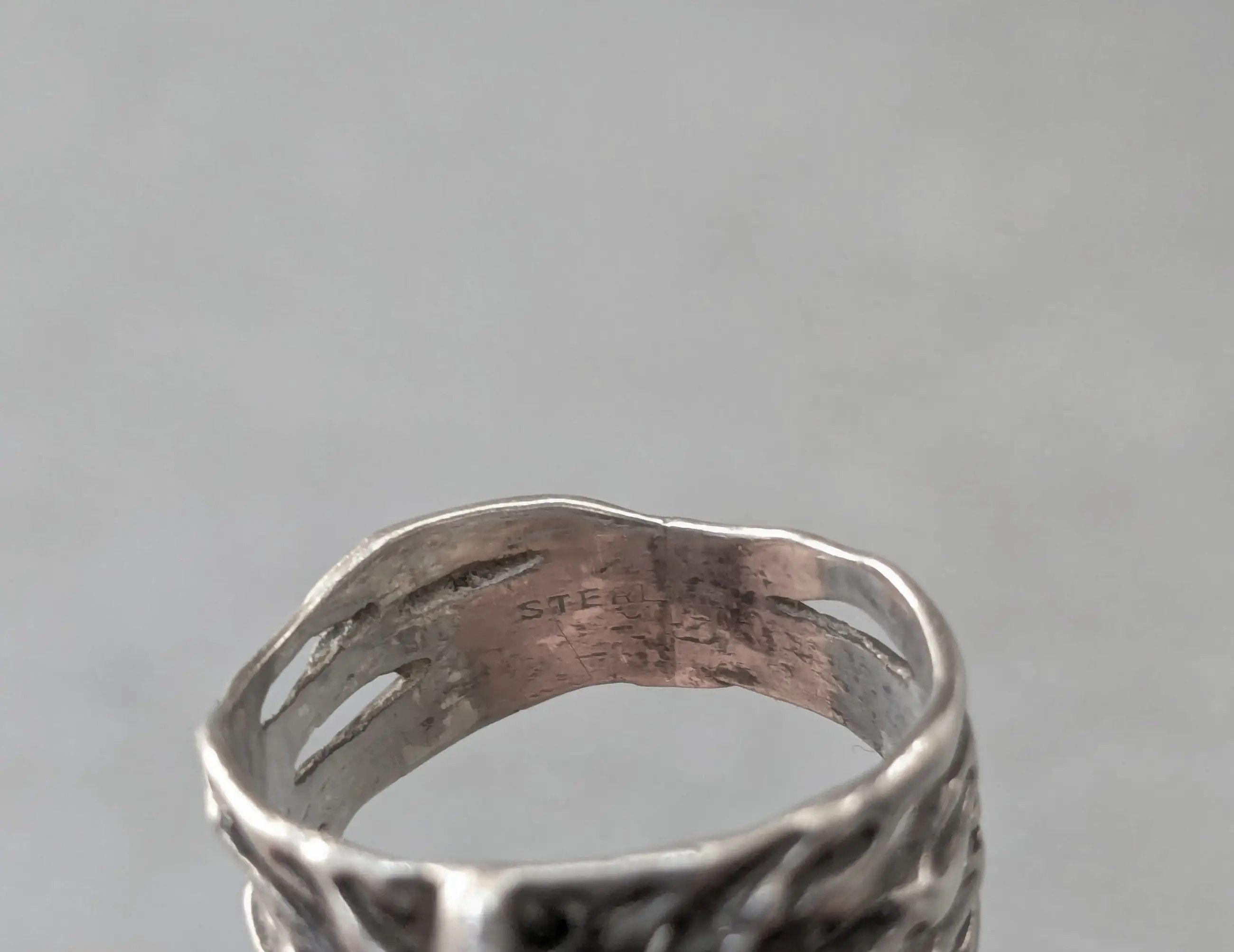Jewelry Vintage Sterling Silver Ring Green Jade Brutalist Modern Size ONE SIZE - 10 Thumbnail
