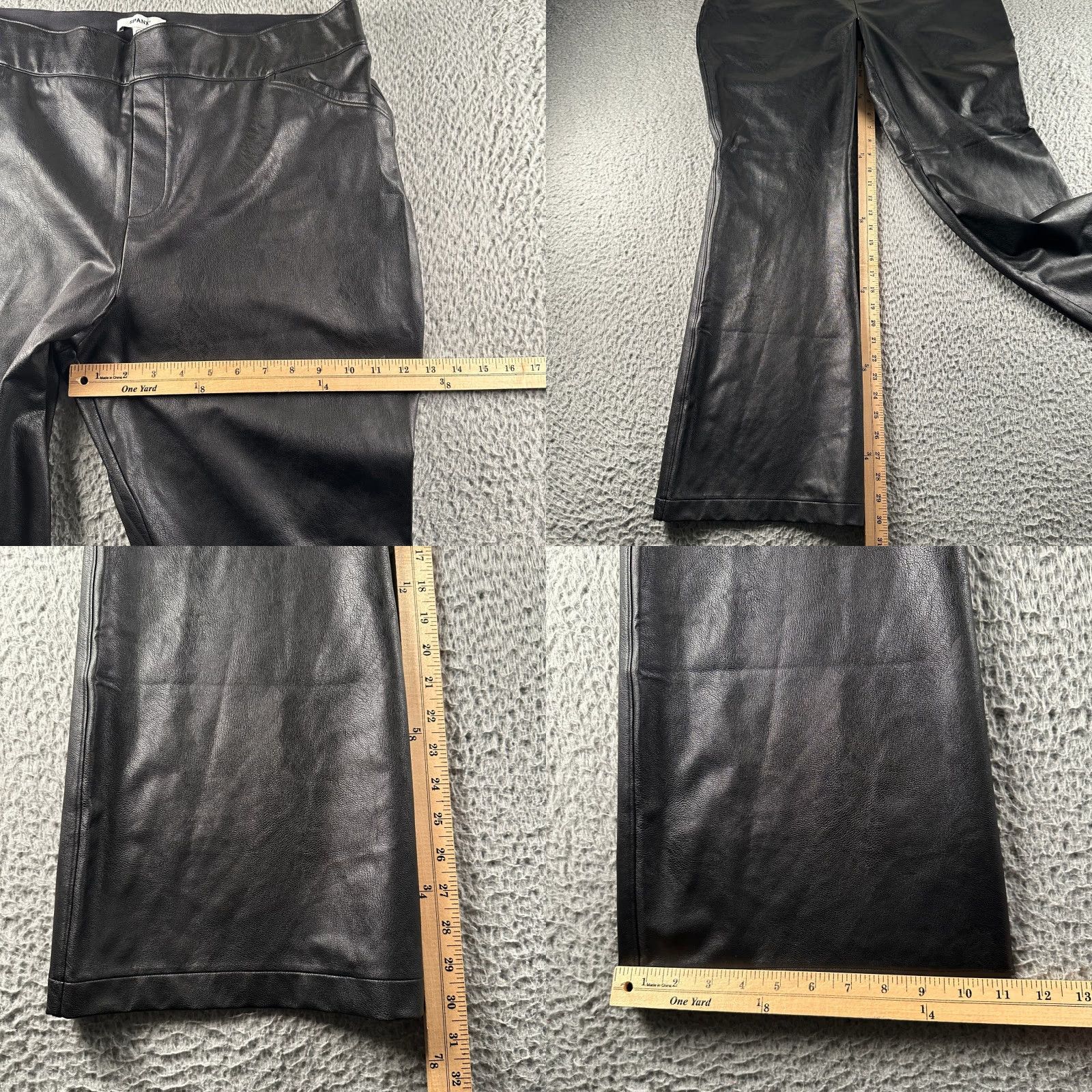 Spanx SPANX Pants Womens 3X Leather-Look Pull On Flare Black Faux Leather Wide Leg Size 40" / US 18 - 8 Thumbnail
