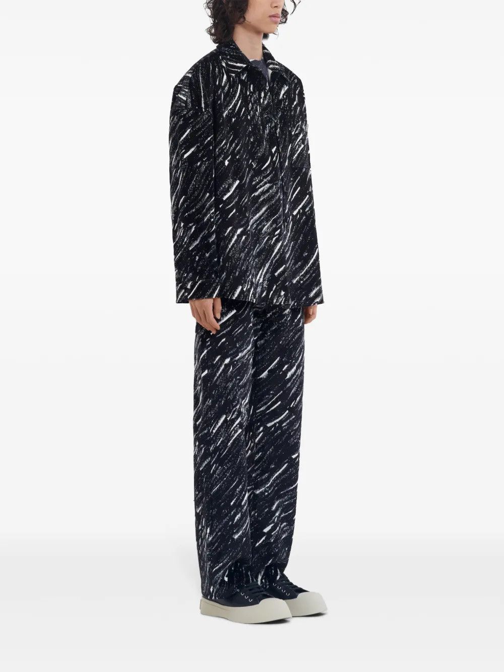 Marni o1w1db11125 Flocked Wide-Leg Jeans in Black Size US 30 / EU 46 - 4 Thumbnail