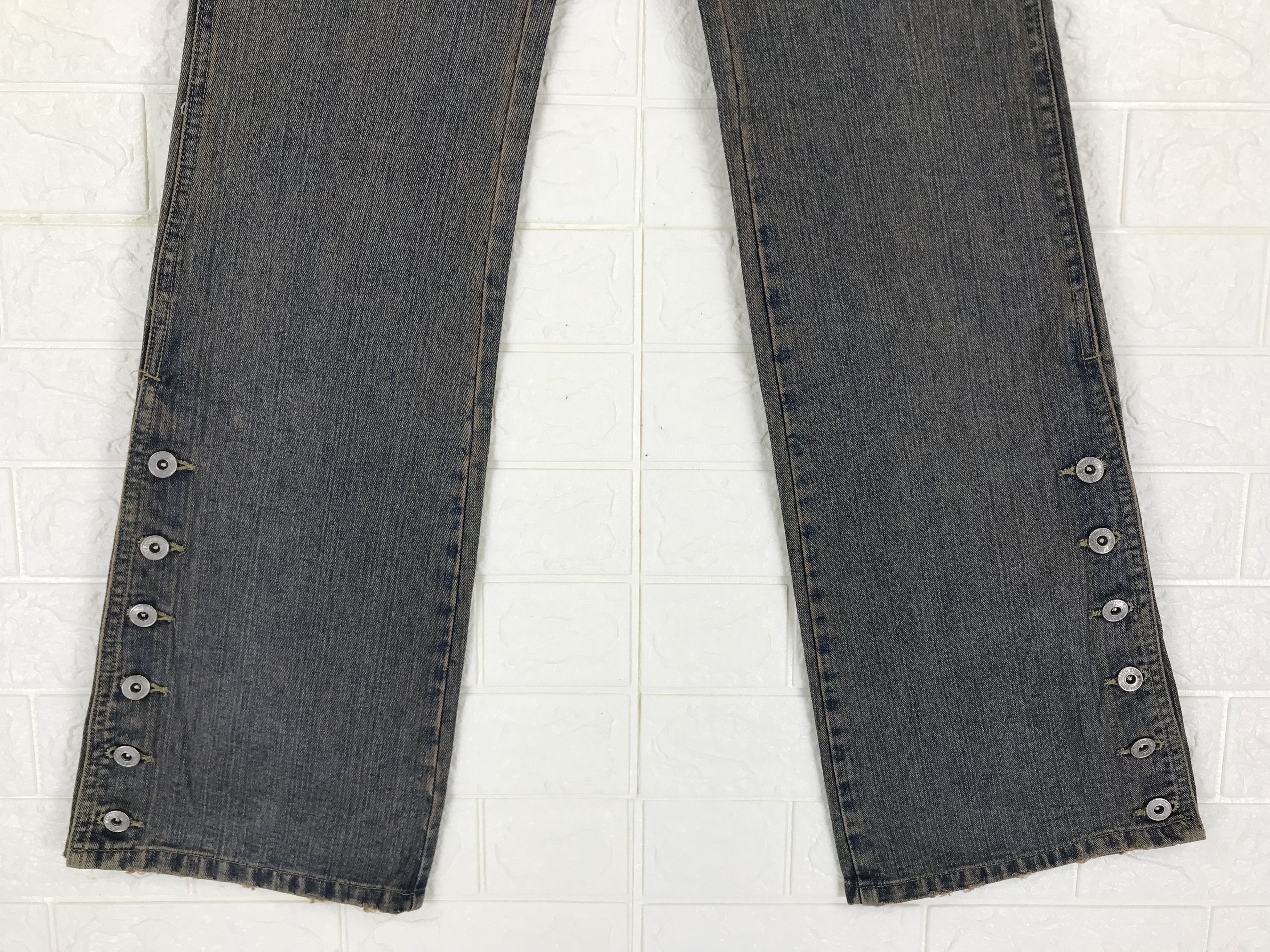 Indigo Vintage Indigo Mud Wash Button Leg Flare Jeans Size 25" / US 0 / IT 36 - 4 Thumbnail