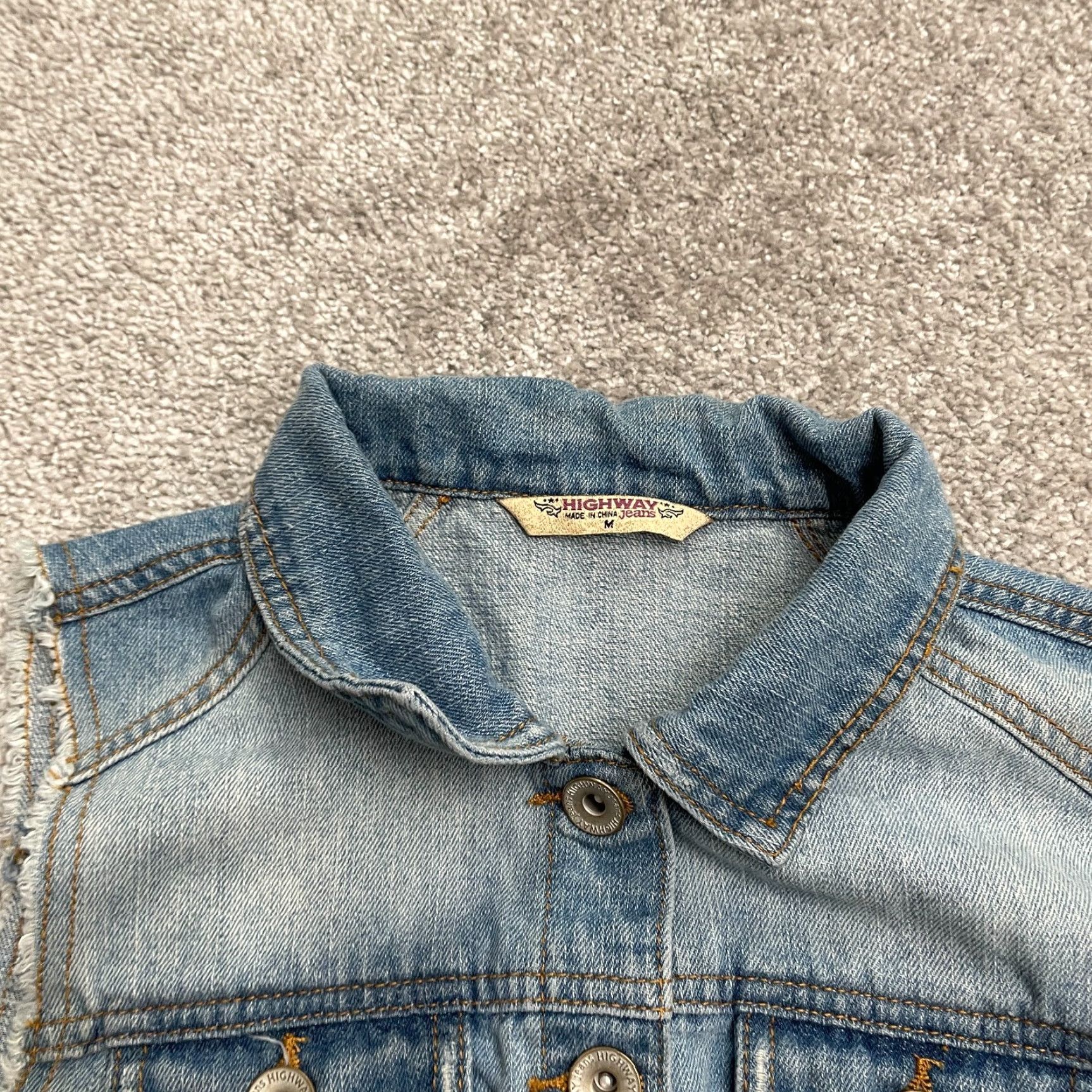 Denime HWY Jeans Denim Vest Womens M Blue Casual Button Down Sleeveless Pockets Short Jacket, Classic Outdoor, Regular Fit Women Size 32" / US 10 / IT 46 - 3 Thumbnail