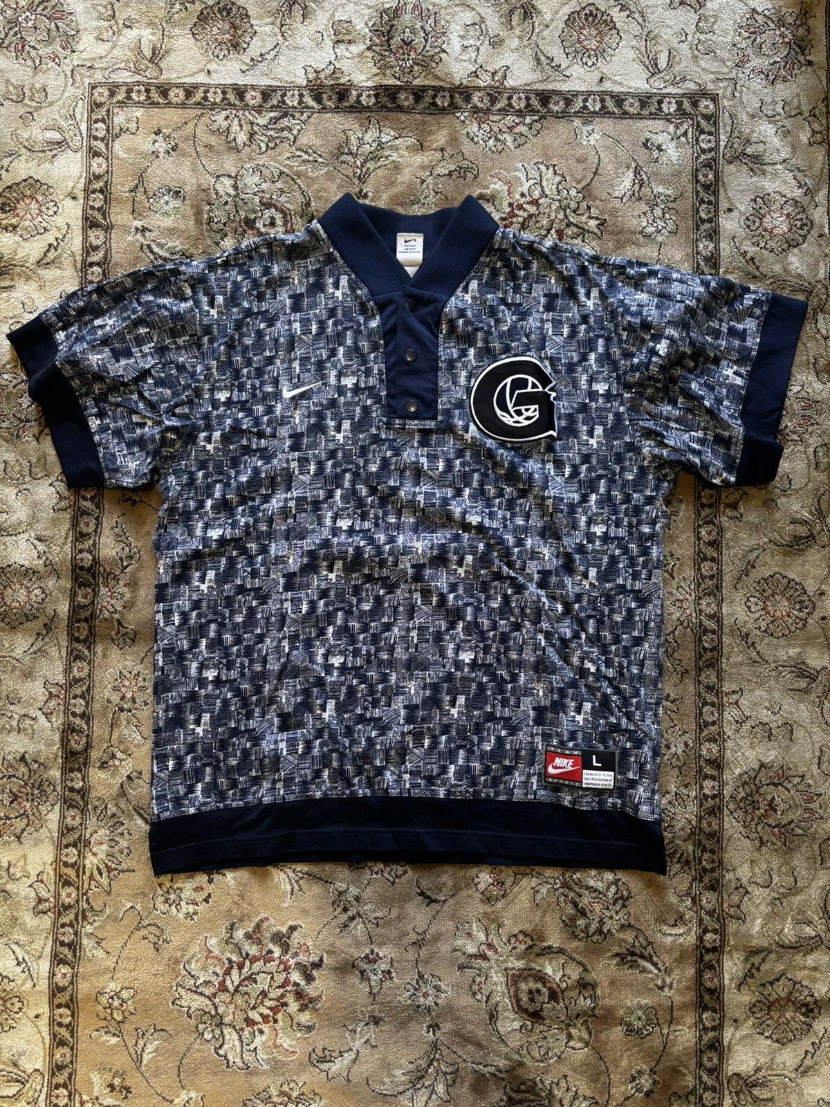 image of Collegiate x Nike 90's Nike Georgetown Hoyas Basketball Shirt in Navy, Men's (Size Large)