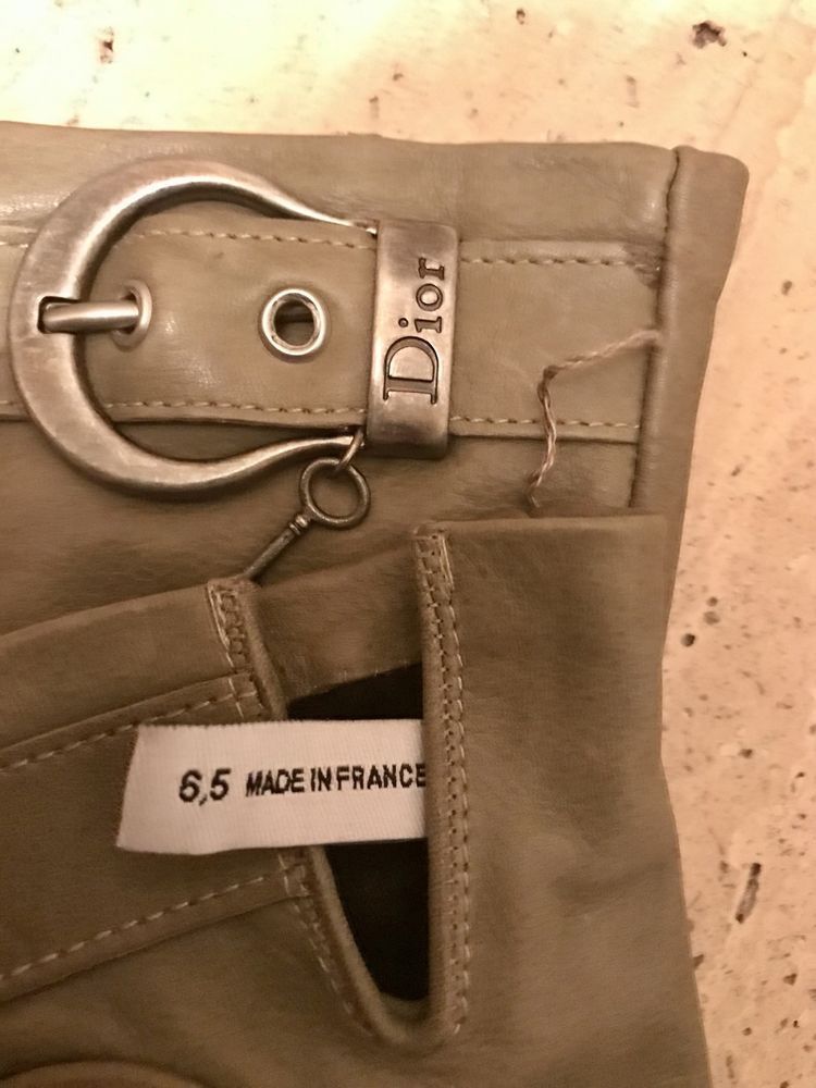 Dior Christian Dior Vintage Leather Olive Gloves Size ONE SIZE - 2 Thumbnail