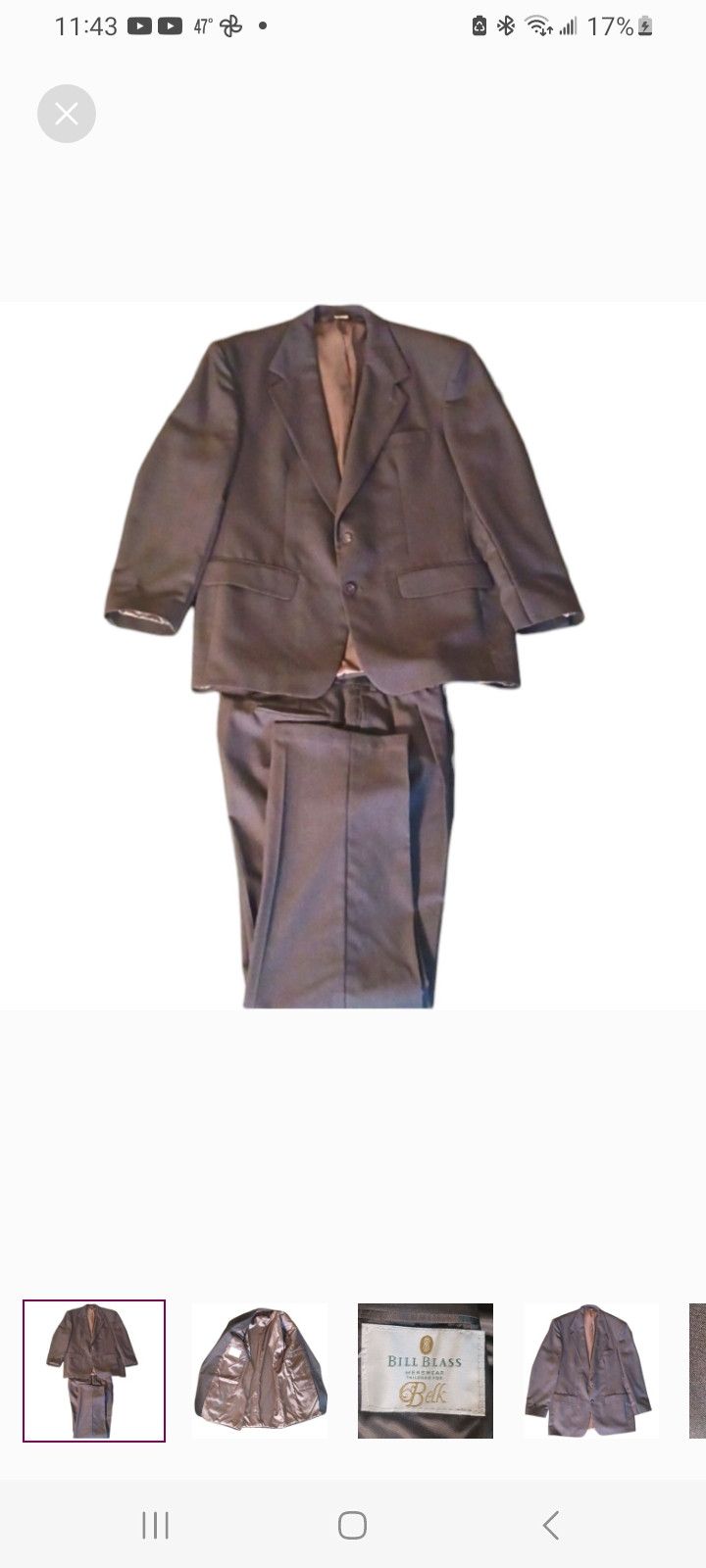 Vintage BILL BLASS SUIT-Grey Tailored via BELK