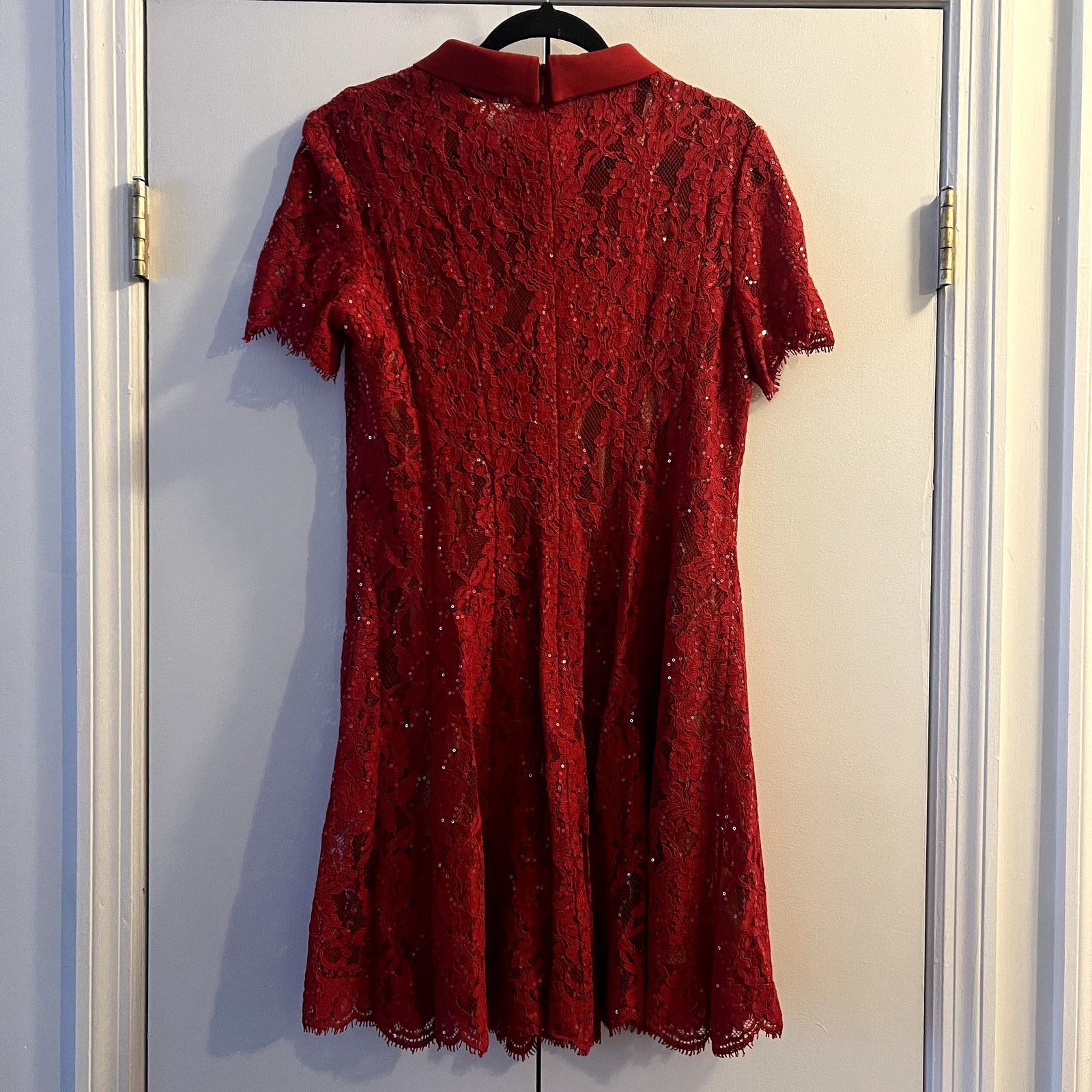 Self-Portrait Women's Red Sequin Lace Mini Dress