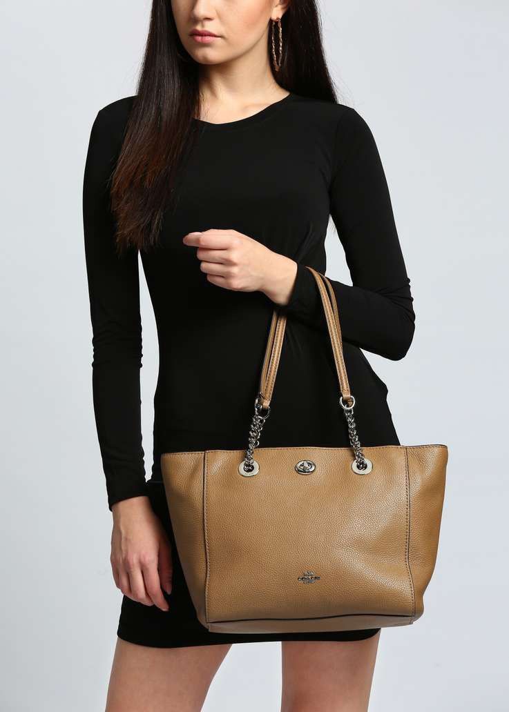 Coach Coach Turnlock Chain Tote Leather in Brown color Size ONE SIZE - 2 Thumbnail
