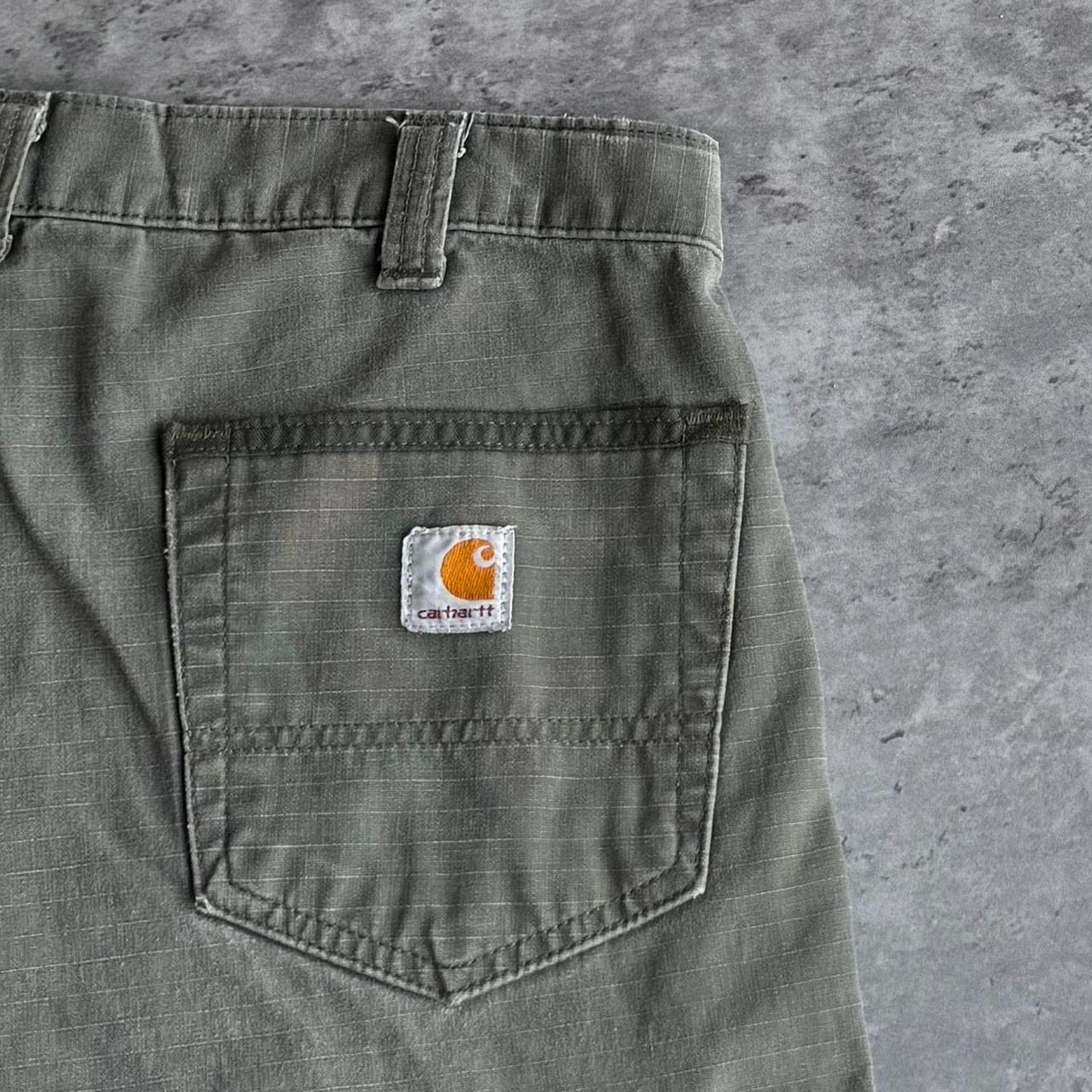 Carhartt × Carhartt Wip × JNCO Vintage Y2K Carhartt Double Knee Faded Green Cargo Pants Size US 35 - 3 Thumbnail