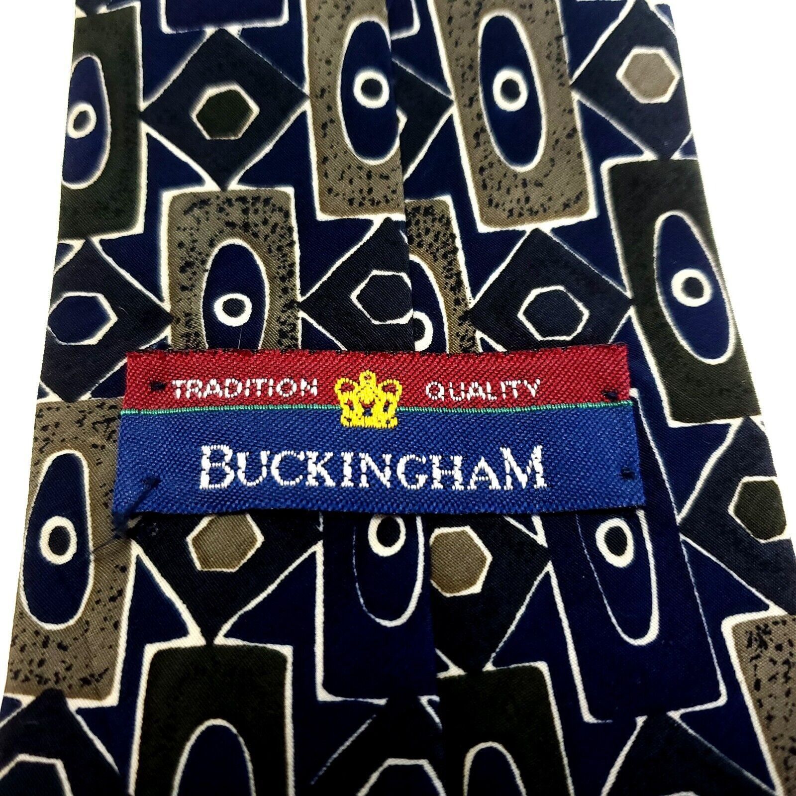 Designer Buckingham Blue Green Abstract Print Short Wide Polyester Ti Size ONE SIZE - 3 Thumbnail