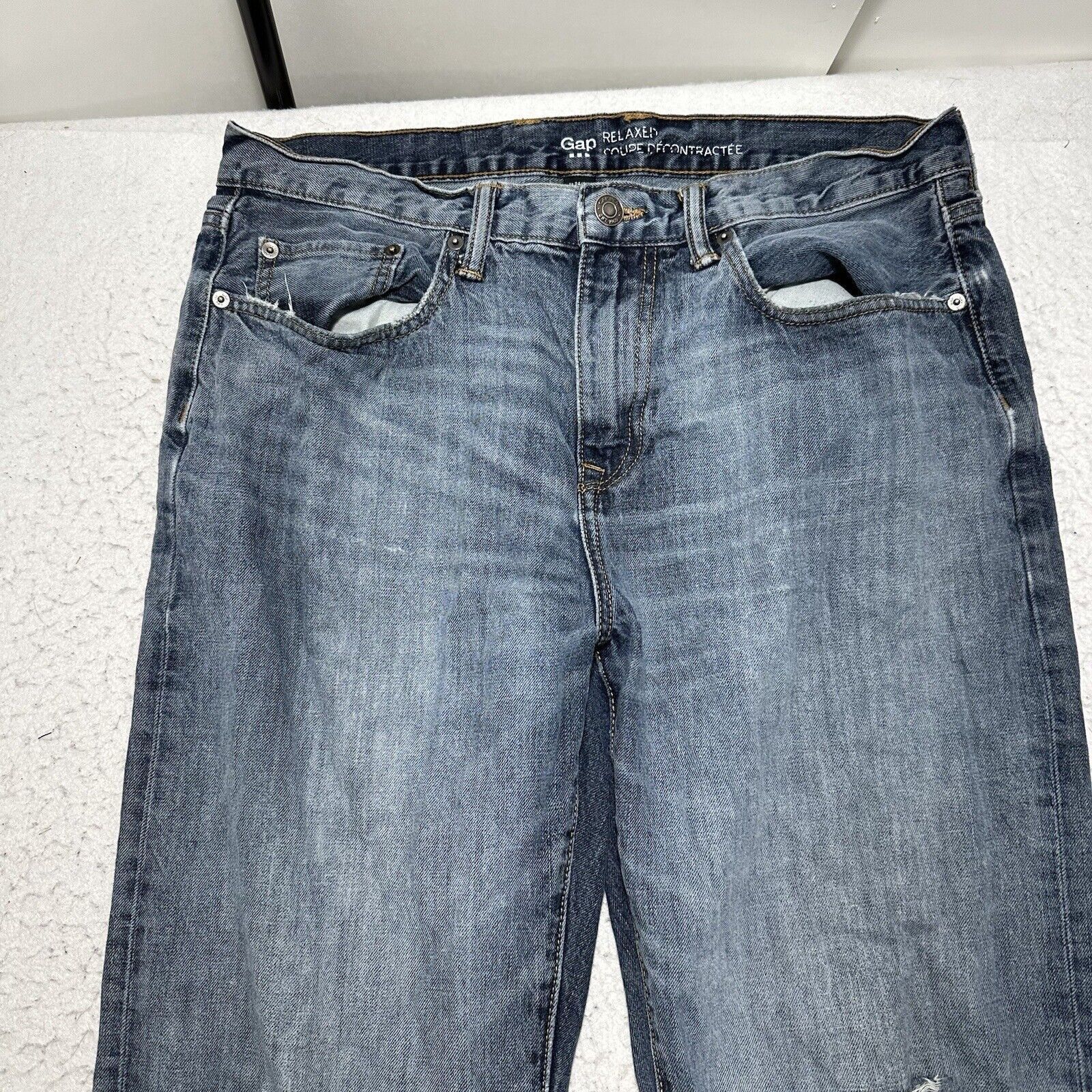 Gap GAP 34x32 Relaxed Fit Straight Leg Denim Blue Jeans Size US 34 / EU 50 - 2 Thumbnail