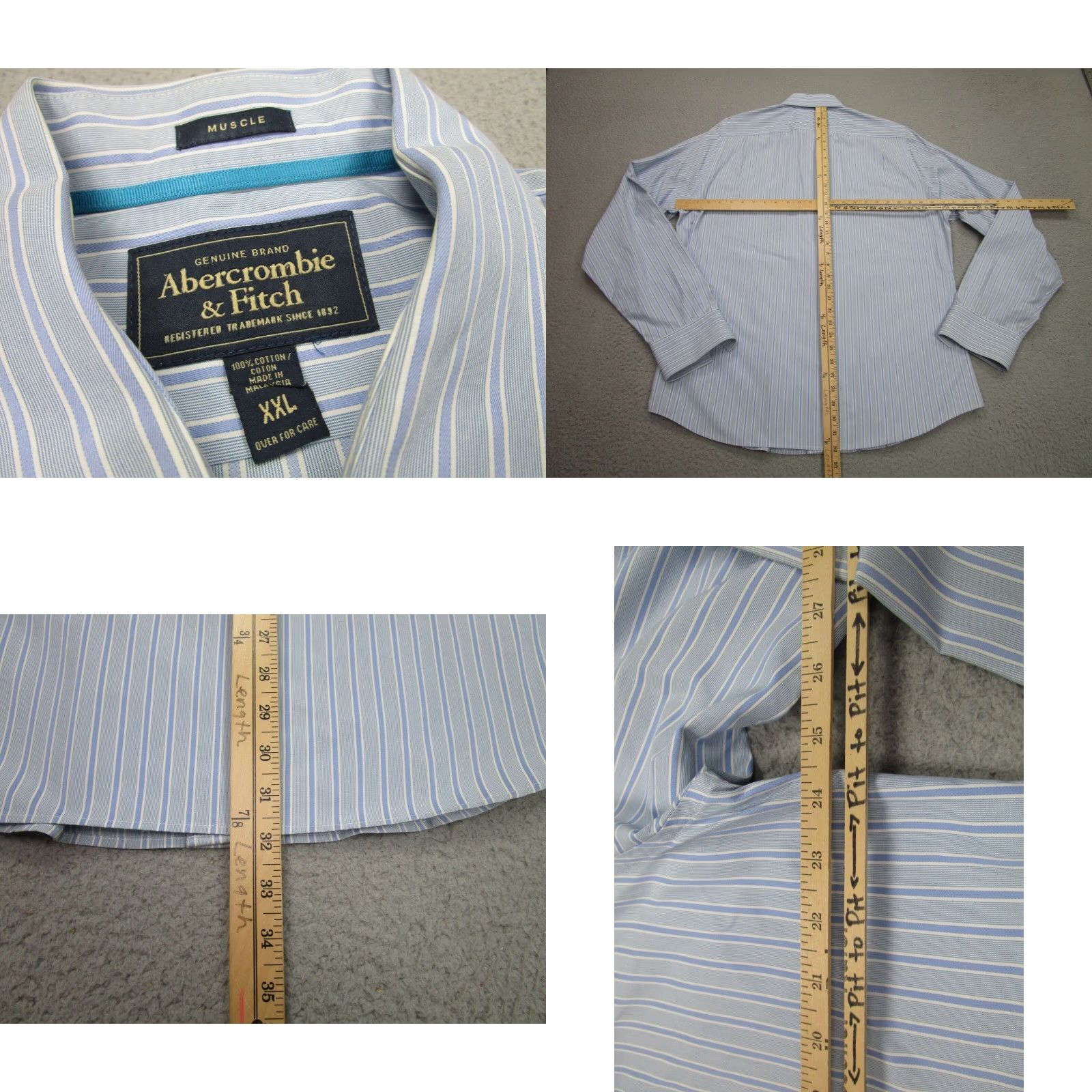 Abercrombie & Fitch VINTAGE Abercrombie & Fitch Button-Up Shirt Mens 2XL Blue Striped Slim Y2K 2000s Size US XXL / EU 58 / 5 - 8 Thumbnail