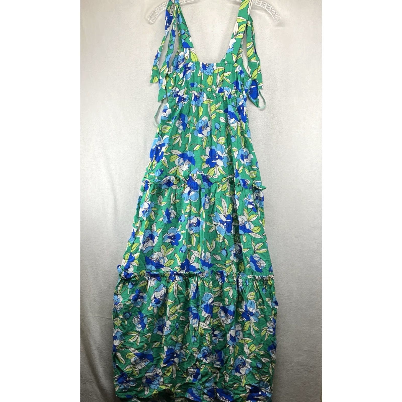 Vintage Monteau Maxi Dress Women's XS Green Floral Ruffled V-Neck Casual Spring Summer Size XS / US 0-2 / IT 36-38 - 2 Thumbnail