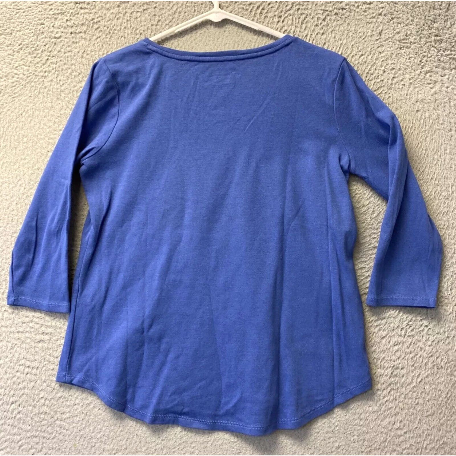 Vintage VINTAGE Chico's Women's T-Shirt Size 1X Blue Casual Solid Cotton Modal Knit Long Sleeve Women's Top Size XL / US 12-14 / IT 48-50 - 5 Thumbnail