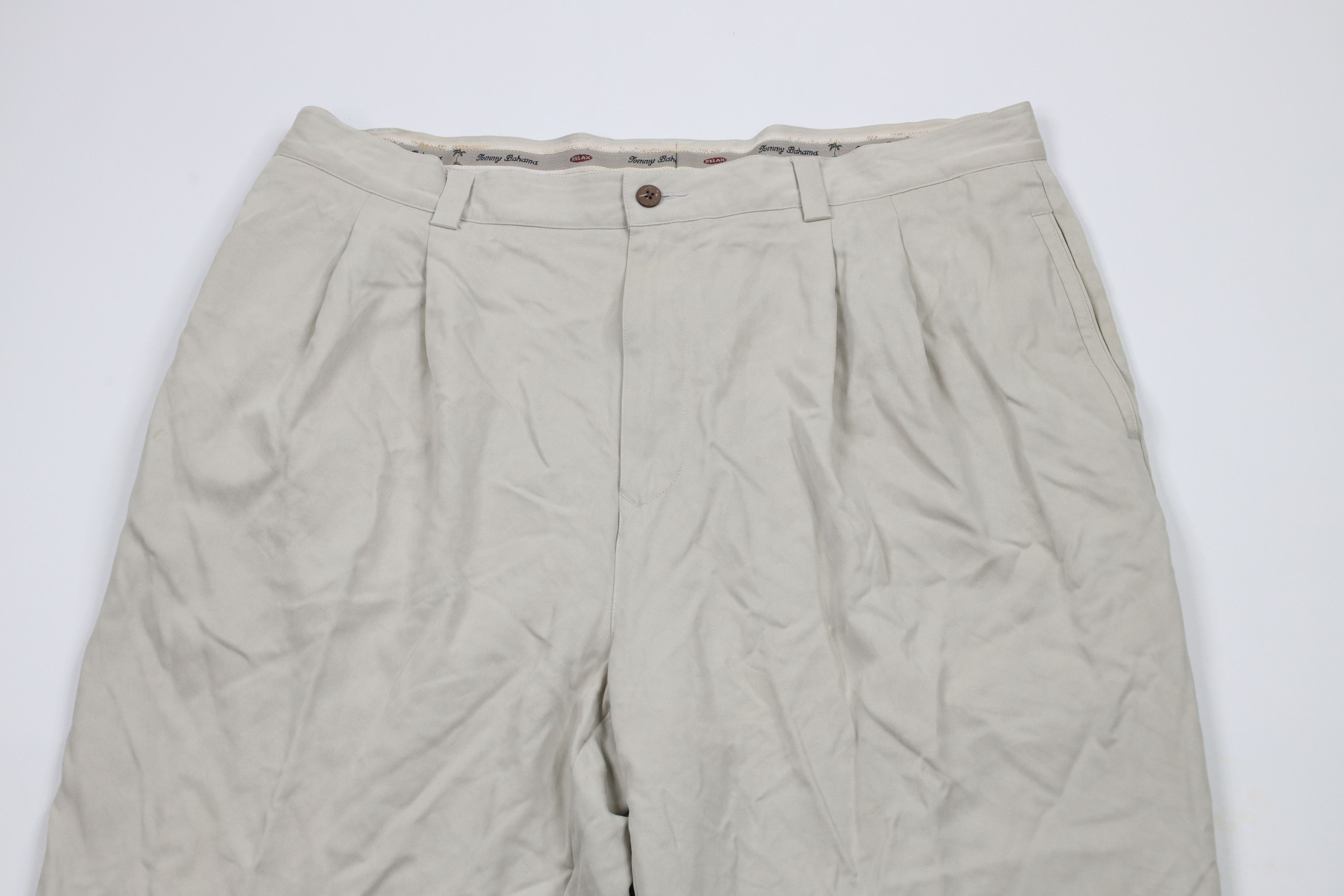 Tommy Bahama × Vintage Vintage 90s Tommy Bahama Silk Wide Leg Chino Pants Beige Size US 38 / EU 54 - 2 Thumbnail
