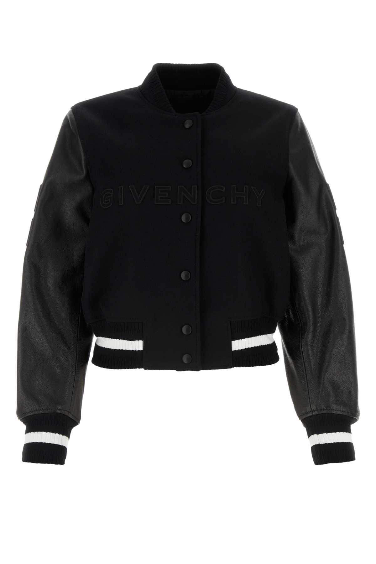 image of Givenchy Black Wool Blend Bomber Jacket, Women's (Size Medium)
