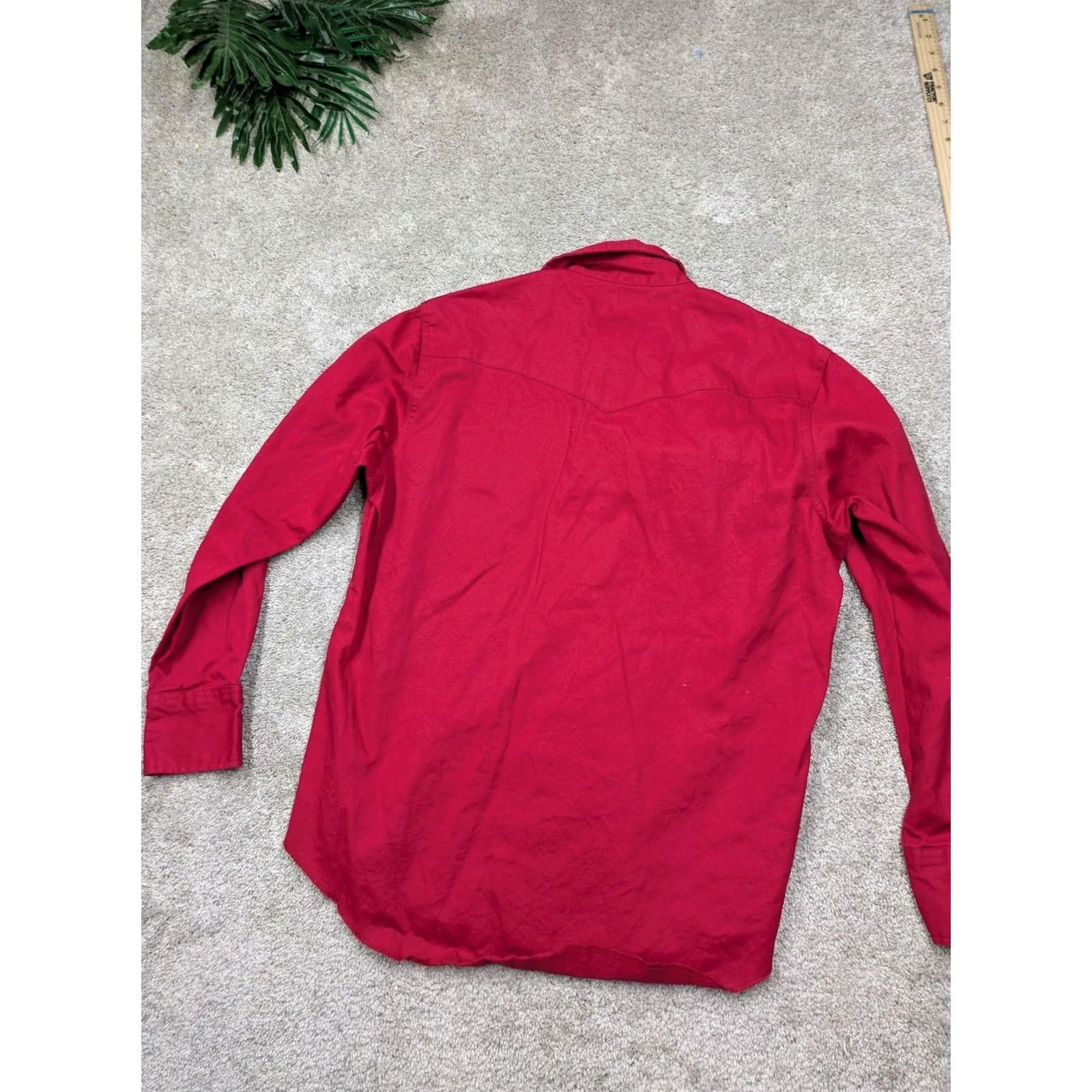 Wrangler Wrangler Shirt Mens Large Red Solid Western Pearl Snap Button Brush Popper Thick Size US L / EU 52-54 / 3 - 7 Thumbnail