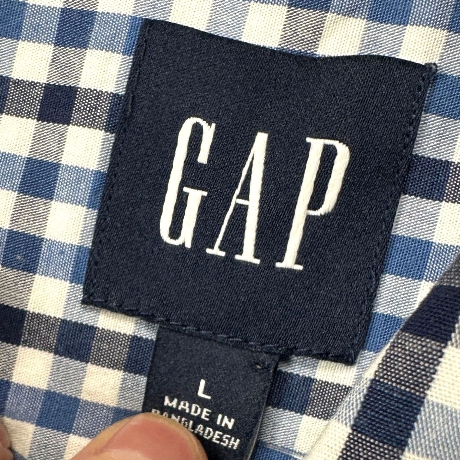 Gap Gap Button Up Shirt Men Large Blue White Plaid Short Sleeve Pocket Stretch NEW Size US L / EU 52-54 / 3 - 3 Thumbnail