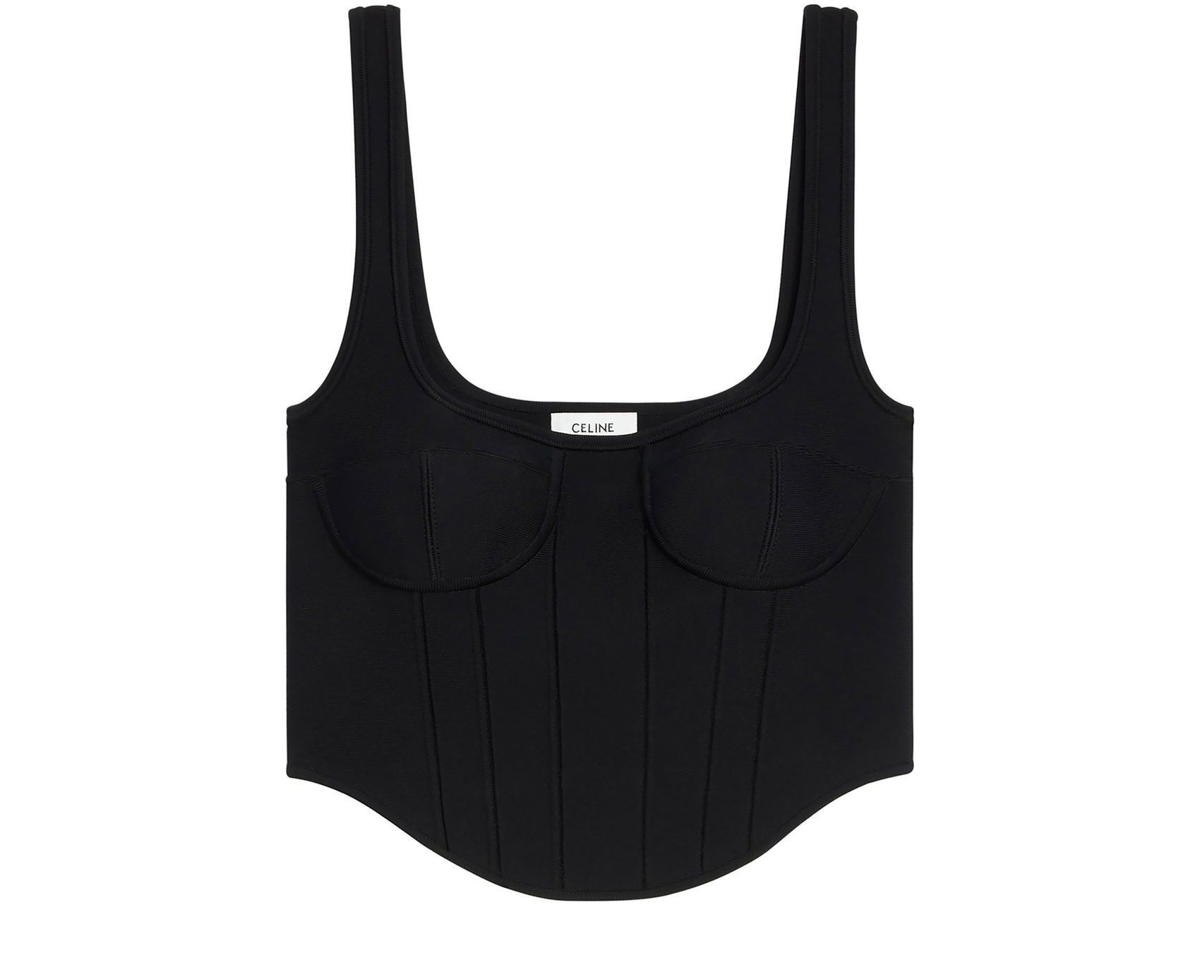Celine o1w1db11124 Underpinning Corset Crop Top in Black Size XS / US 0-2 / IT 36-38 - 1 Thumbnail