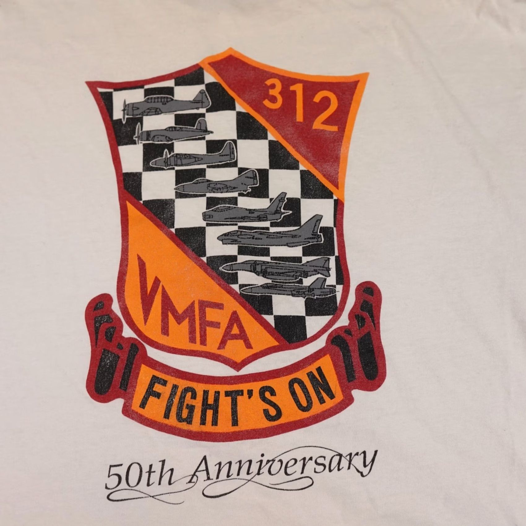 Vintage Vintage Military Shirt Mens XL White VMFA 312 Fights On Single Stitch Marines Size US XL / EU 56 / 4 - 5 Thumbnail