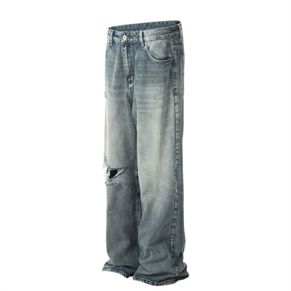 Japanese Brand × Jean Men's loose casual straight washed distressed jeans Size US 34 / EU 50 - 2 Thumbnail