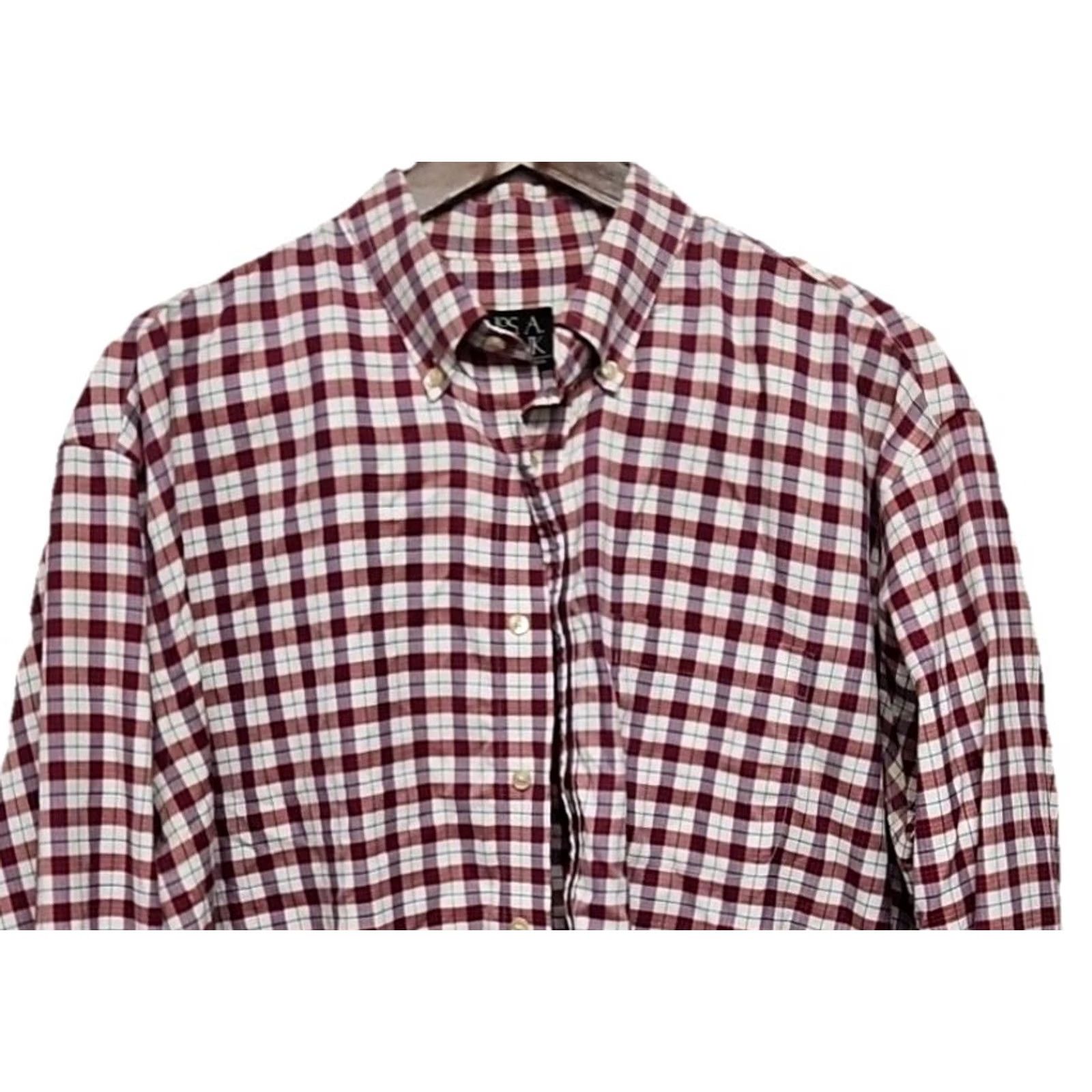 Jos. A. Bank Jos A Bank Traveler’s Collection Plaid Button Down Shirt Men’s XL 100% Cotton Red Plaid Button-Up Adult Men Size US XL / EU 56 / 4 - 2 Thumbnail