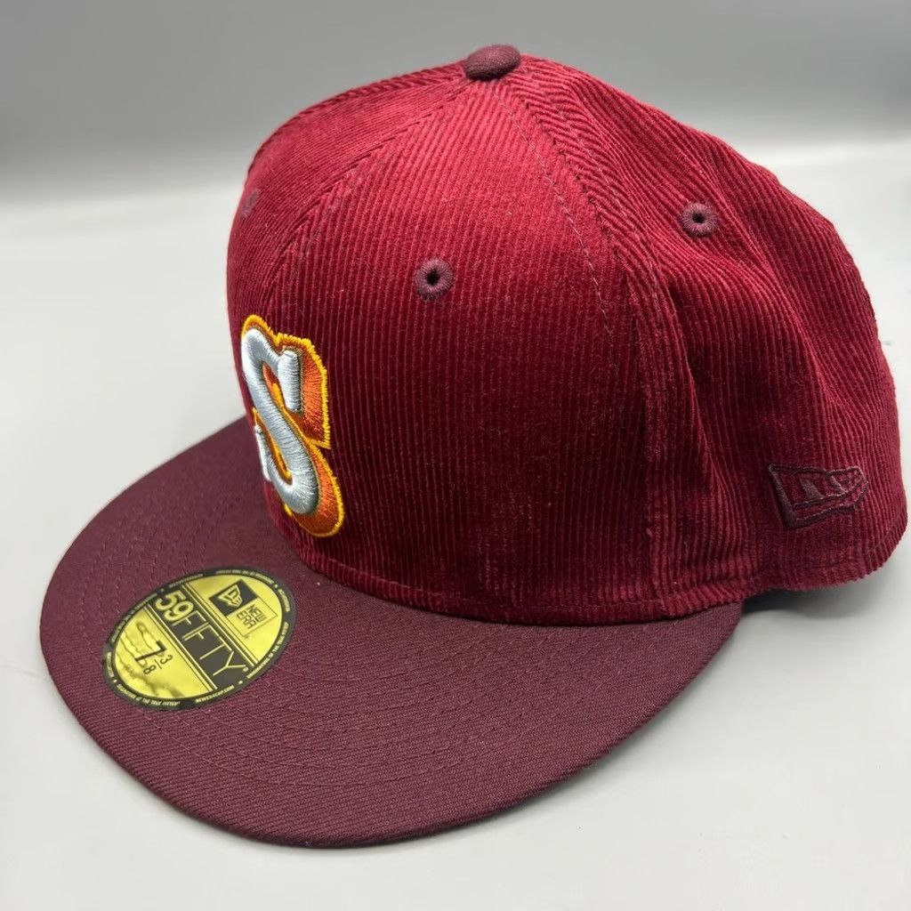 New Era Seattle Mariners Hat Men 7 3/8 Red Green Corduroy Fitted Cap Size ONE SIZE - 3 Thumbnail