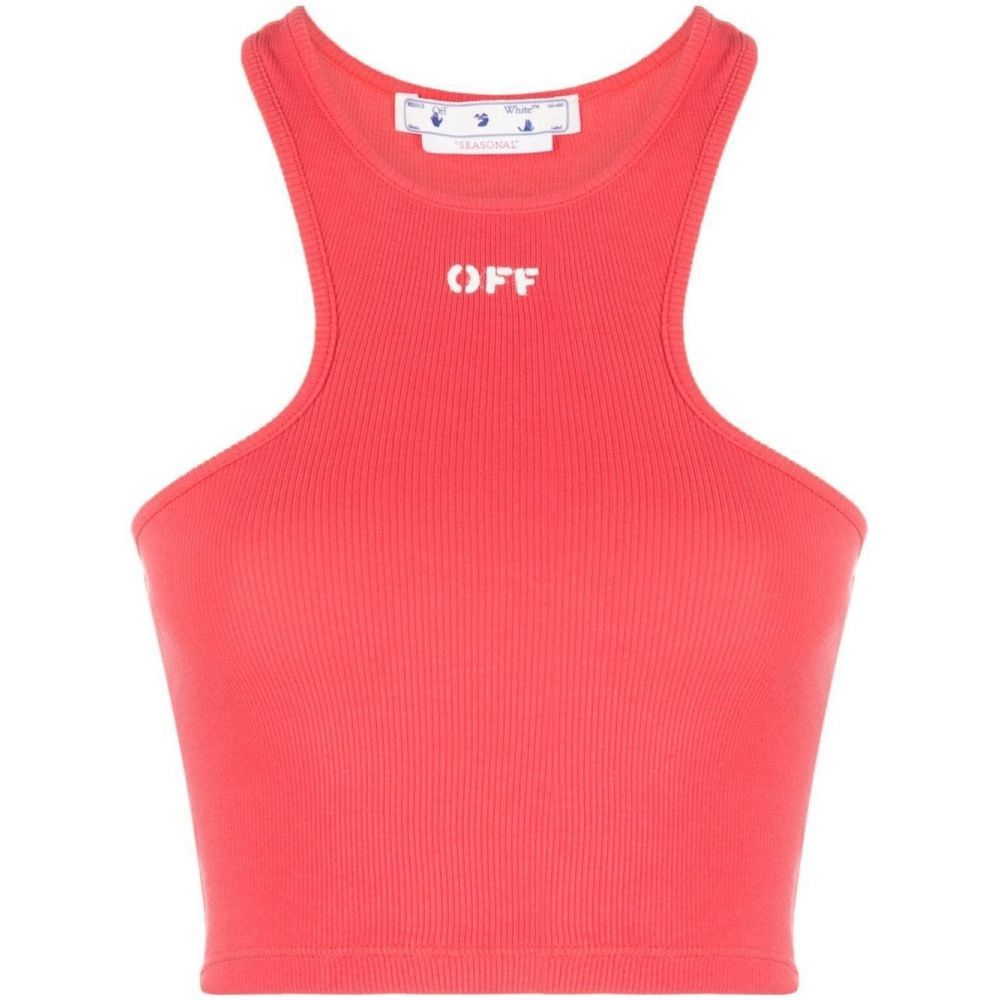 Off-White o1gr1nt0425 Off Stamp Ribbed Rowing Top in Red Size XS / US 0-2 / IT 36-38 - 1 Thumbnail