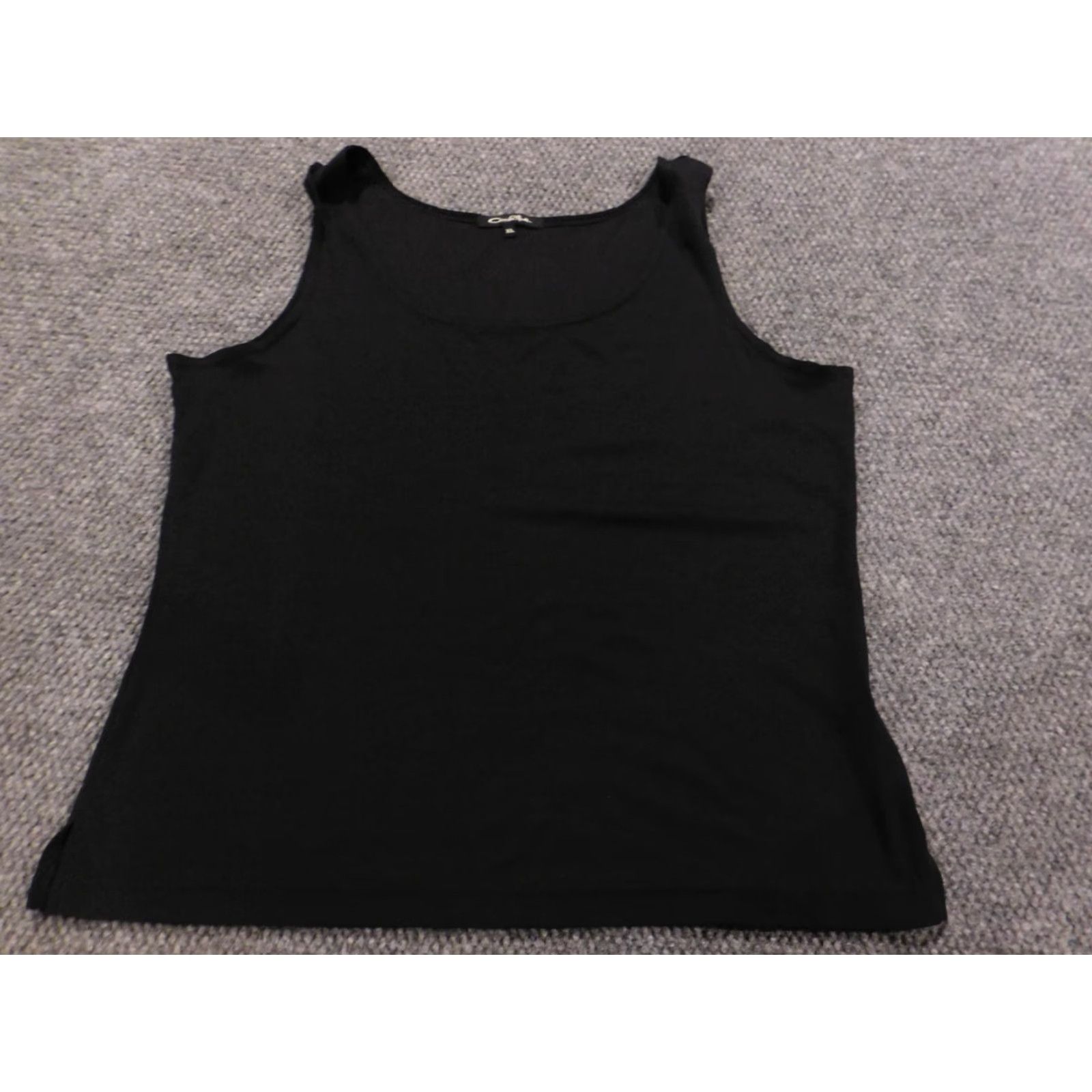 Vintage Cheryl Nash Womens Blouse XL Black Pullover Crew Neck Sleeveless Knit Stretch Button-Down Solid Modern Casual Size XL / US 12-14 / IT 48-50 - 3 Thumbnail