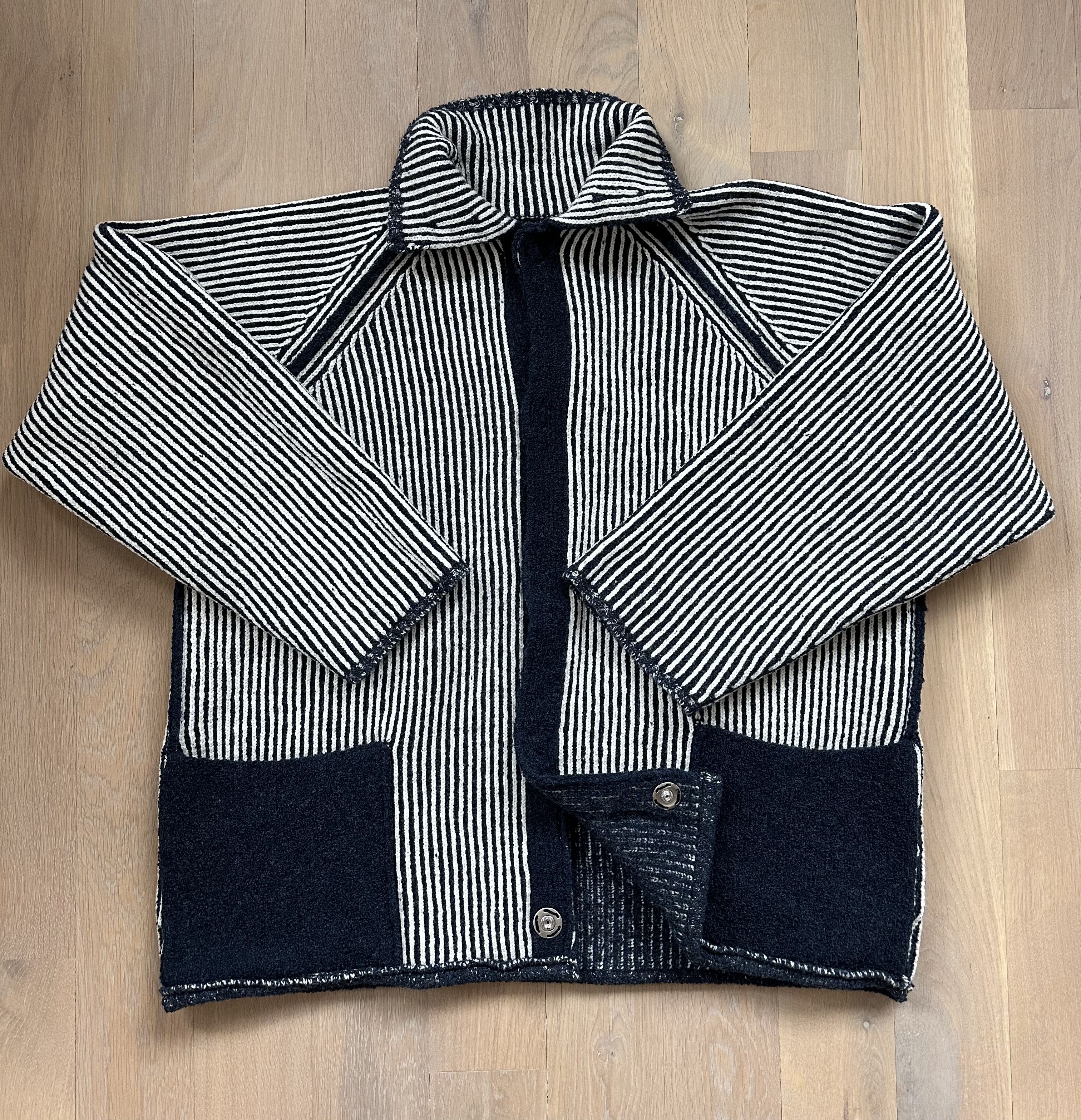 Niceness NICENESS K. Snafu Reversible Wool Knit Jacket Navy/White Size US L / EU 52-54 / 3 - 3 Thumbnail